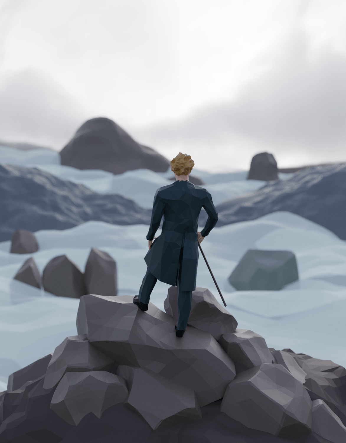 1172x1500 Wanderer Above The Sea Of Fog. Low Poly Style : R Low_poly