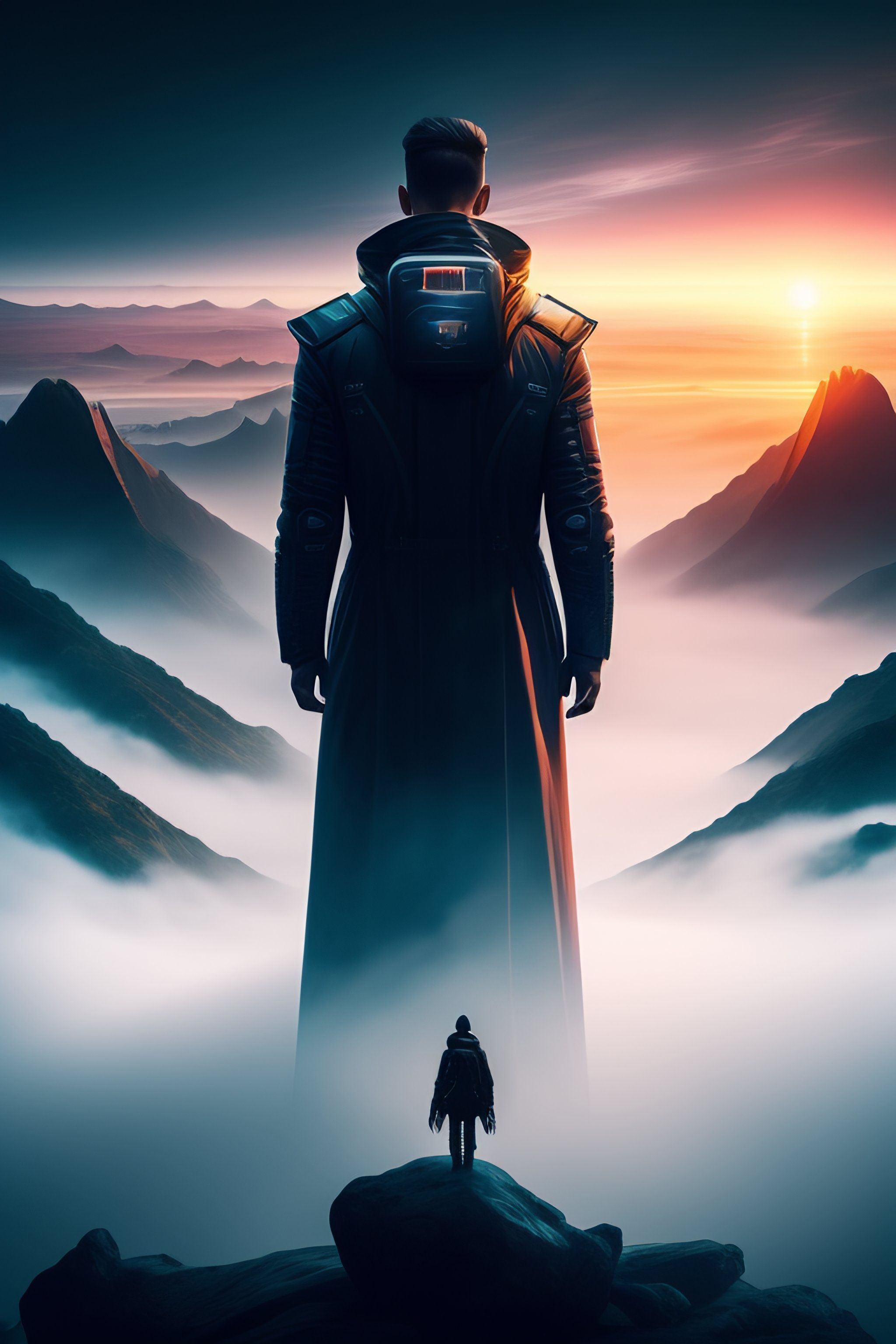 2048x3072 Lexica above the Sea of Fog, futuristic megacity in the background