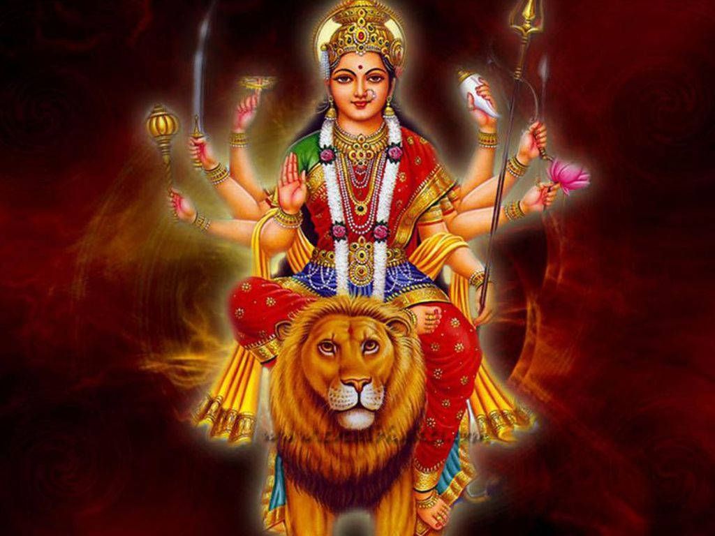 1024x768 Download Vaishno Devi Doing The Abhay Mudra Gesture Wallpaper