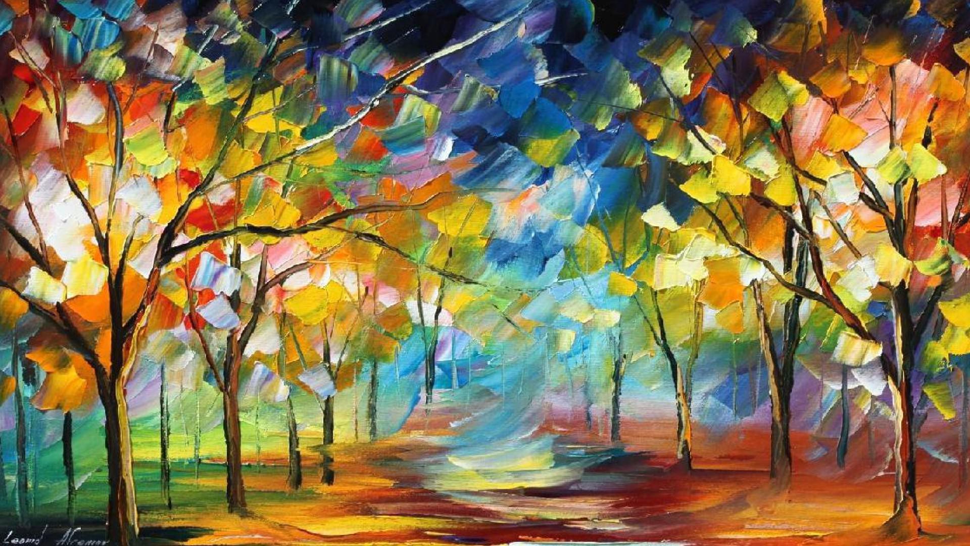 1920x1080 Abstract Tree Painting Wallpaper loversiq