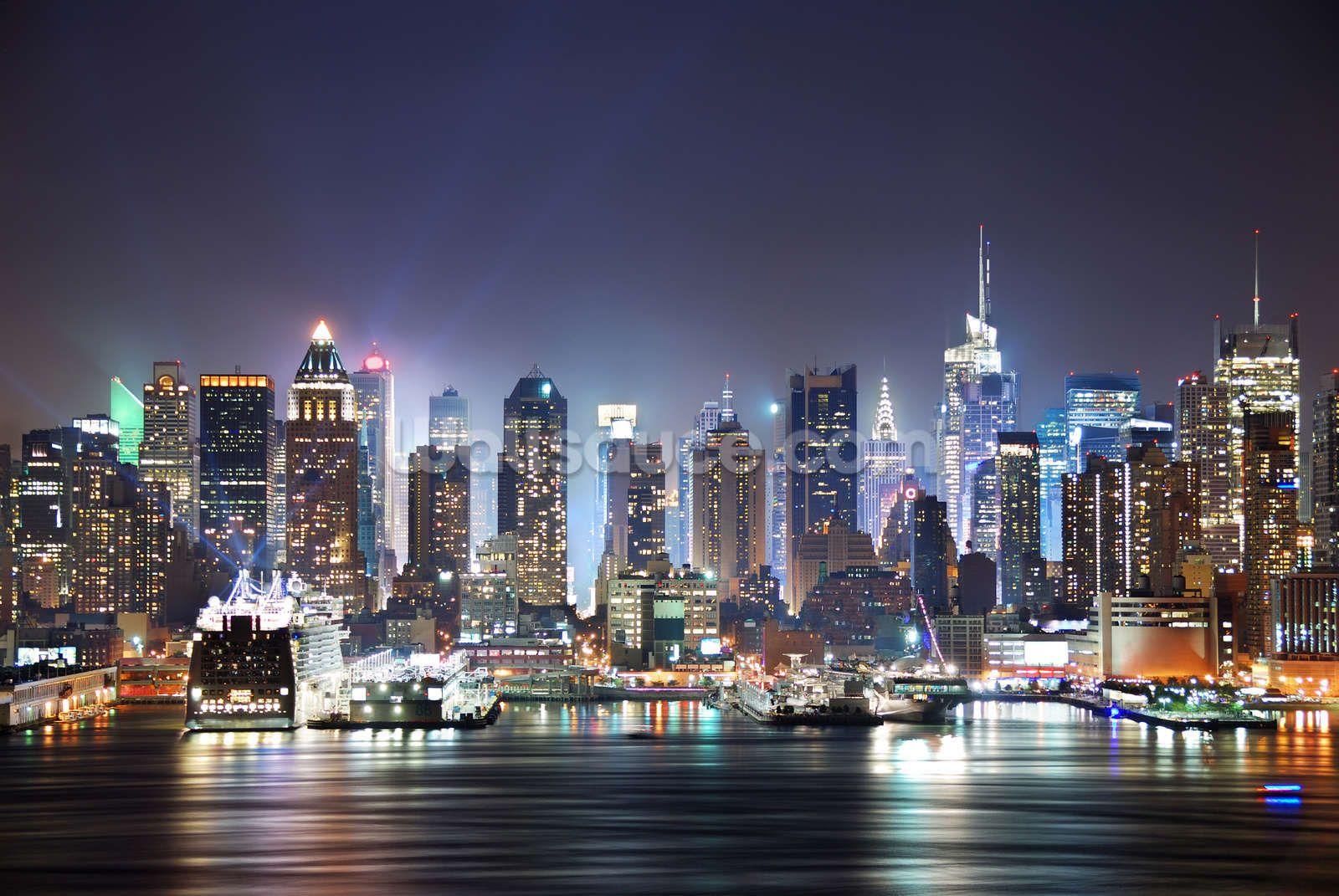 1600x1071 New York Skyline at Night Wallpaper Wall Mural