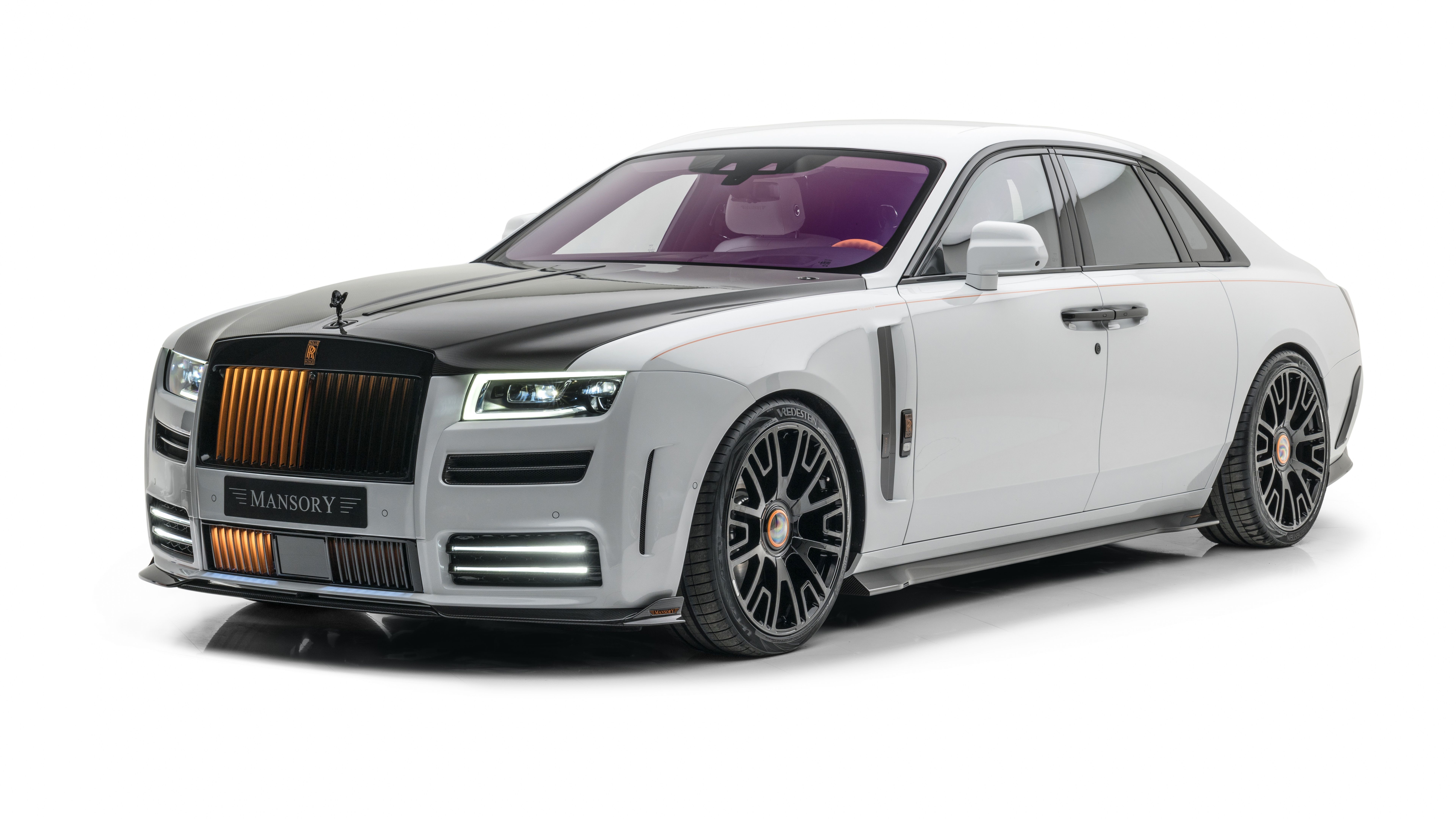 7680x4320 Mansory Rolls Royce Ghost 2021 Wallpaper 4K, White Background