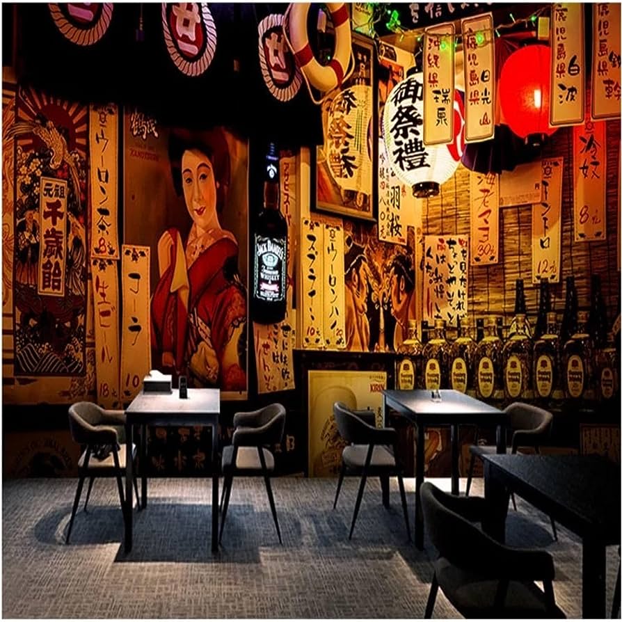 894x894 Japanese Retro Street Izakaya Night View 3D Photo Wallpaper For Cuisine Sushi Ramen Restaurant Industrial Mural Wall Paper 3D 400 * 280Cm