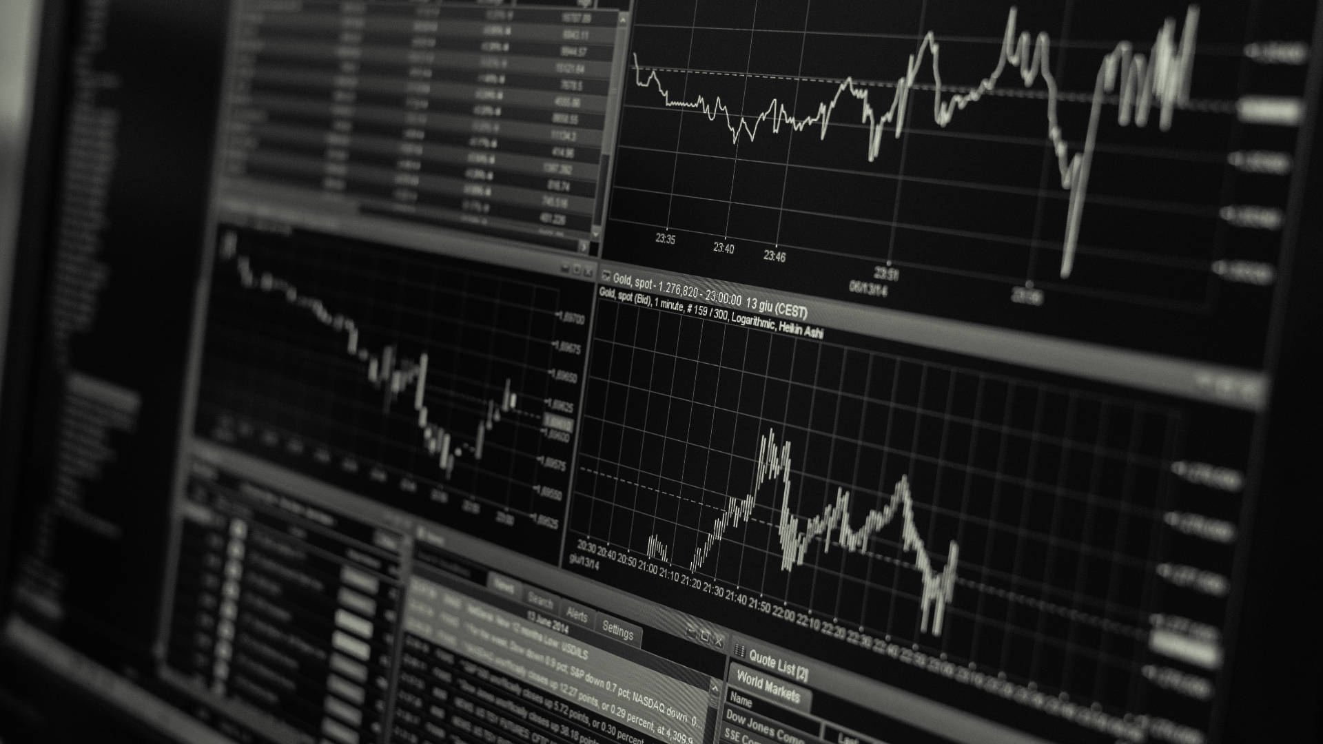 1920x1080 Download Black and White Forex Trading Graph Wallpaper