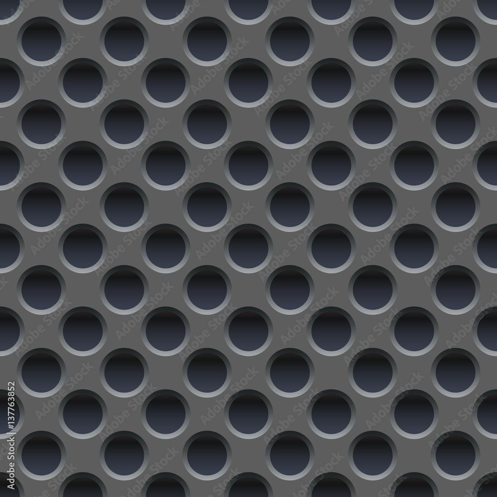 1000x1000 Seamless vector wallpaper of perforated gray metal plate. Stock Vector