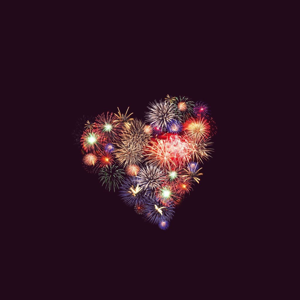 1024x1024 Fireworks Inside Heart Shape IPad Wallpaper Download. IPhone Wallpaper, IPad Wallpaper One Stop Download. Fireworks Wallpaper, Fireworks, July Background