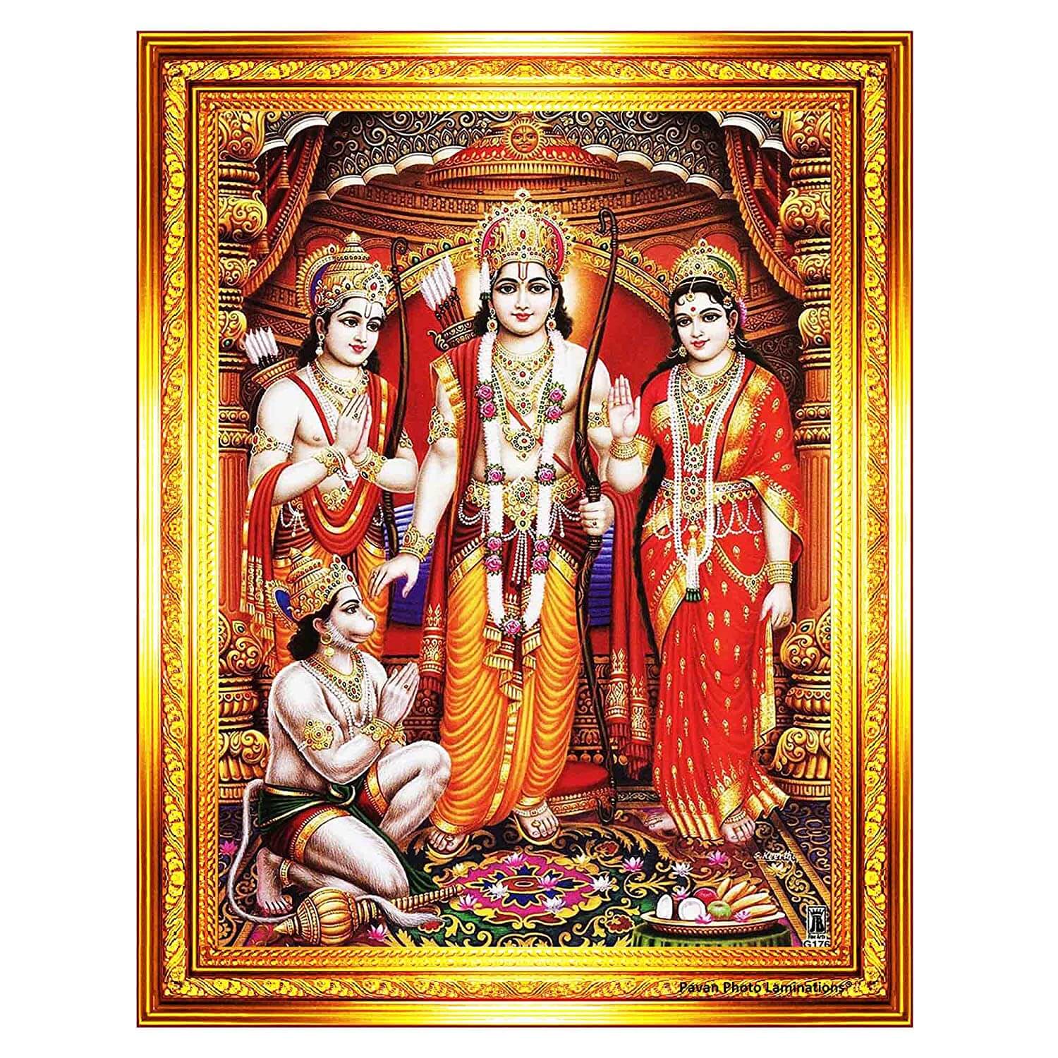1500x1500 Lord Shri Ram Sita Laxman Hanuman Darbar Parivar Family Photo Frame fo