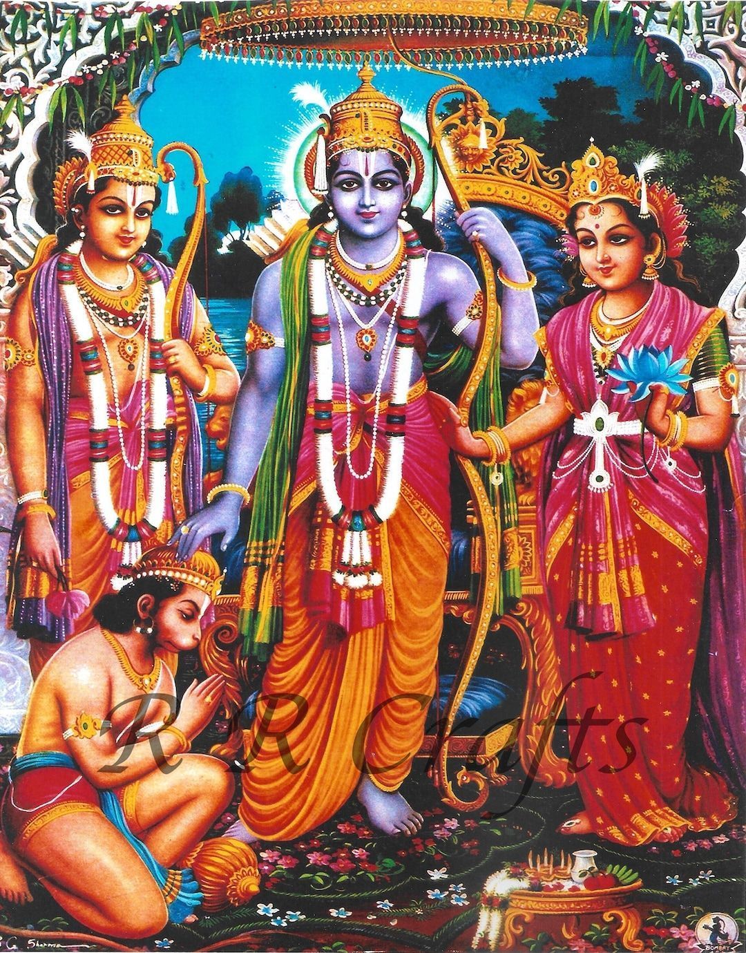 1080x1379 Ram Darbar Photo Print of Vintage Picture 8x10 Inches Shri