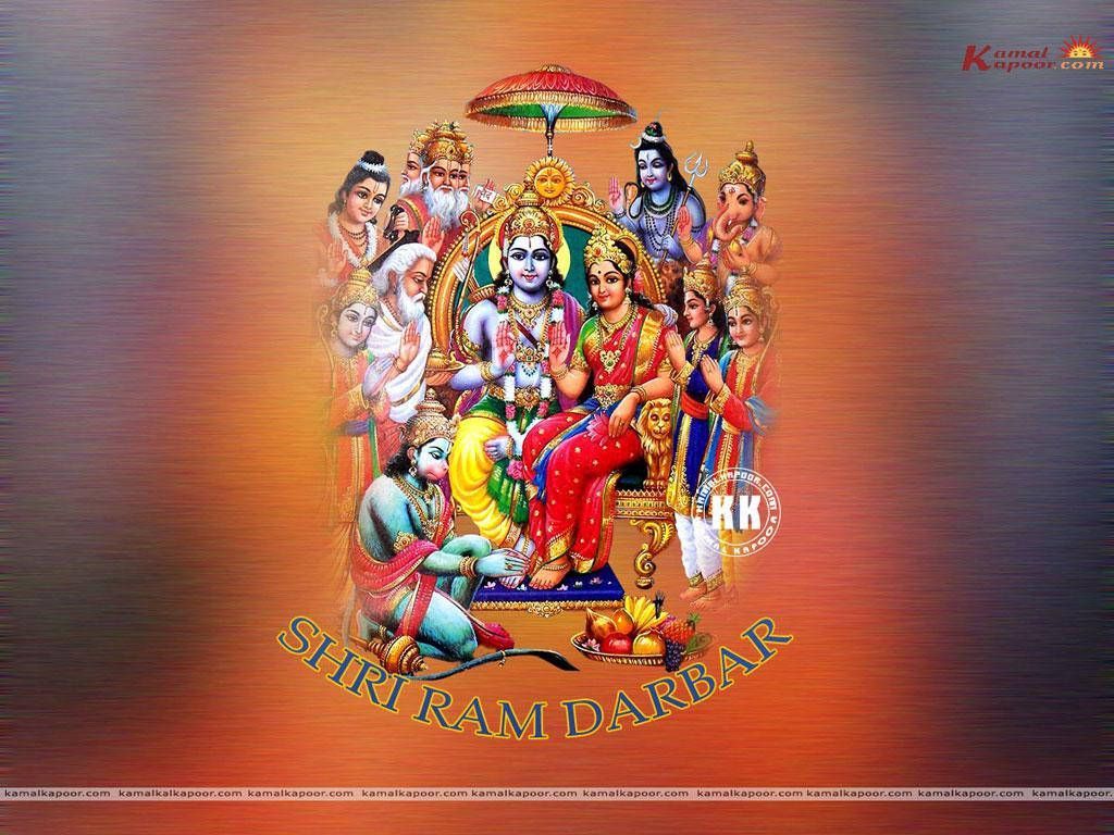 1024x768 Download Ram Darbar In Orange Vignette Wallpaper