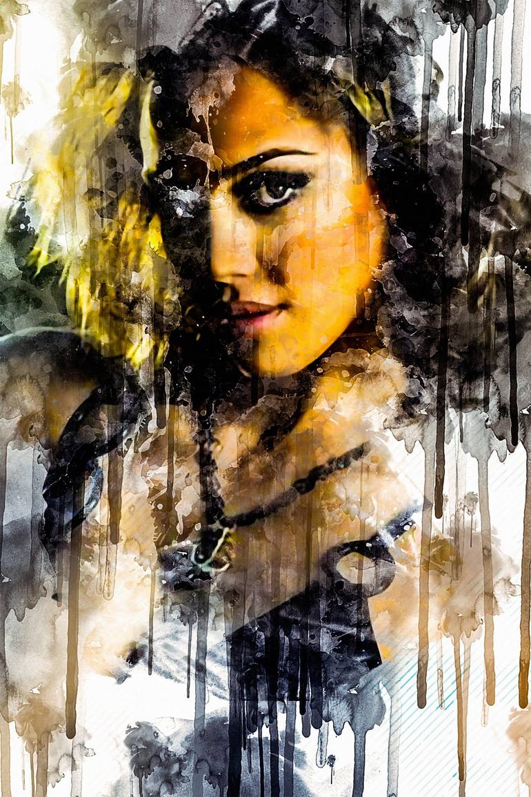 770x1155 Celebrity Jessica Alba Wallpaper celebrities watercolor paining ink digital fine art Printmaking