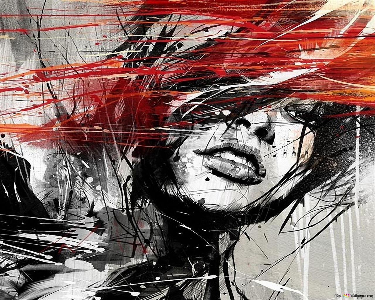 1280x1024 Artistic sketch of a woman 4K wallpaper download