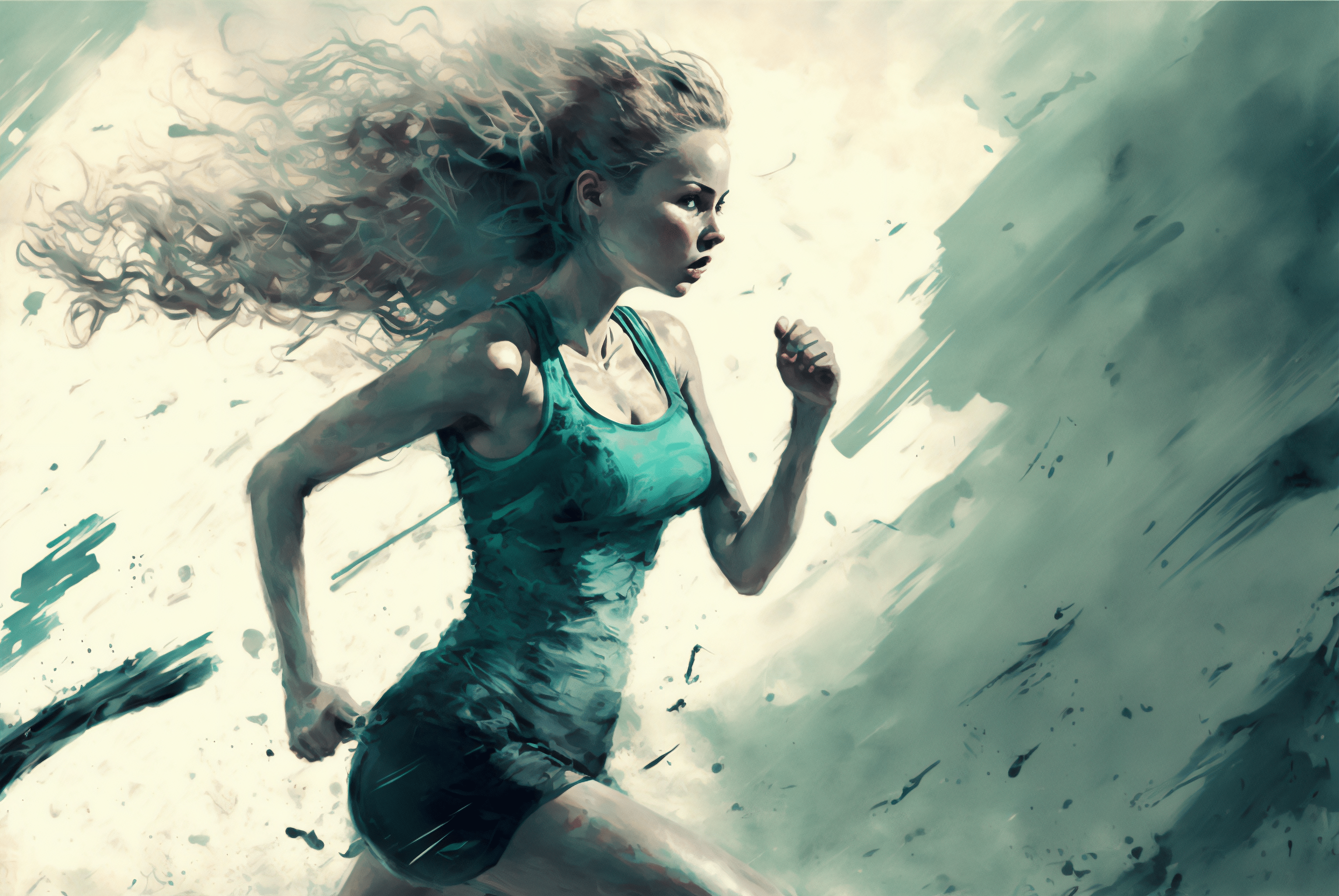 3060x2048 Ai Art Women Running Painting Wallpaper:3060x2048