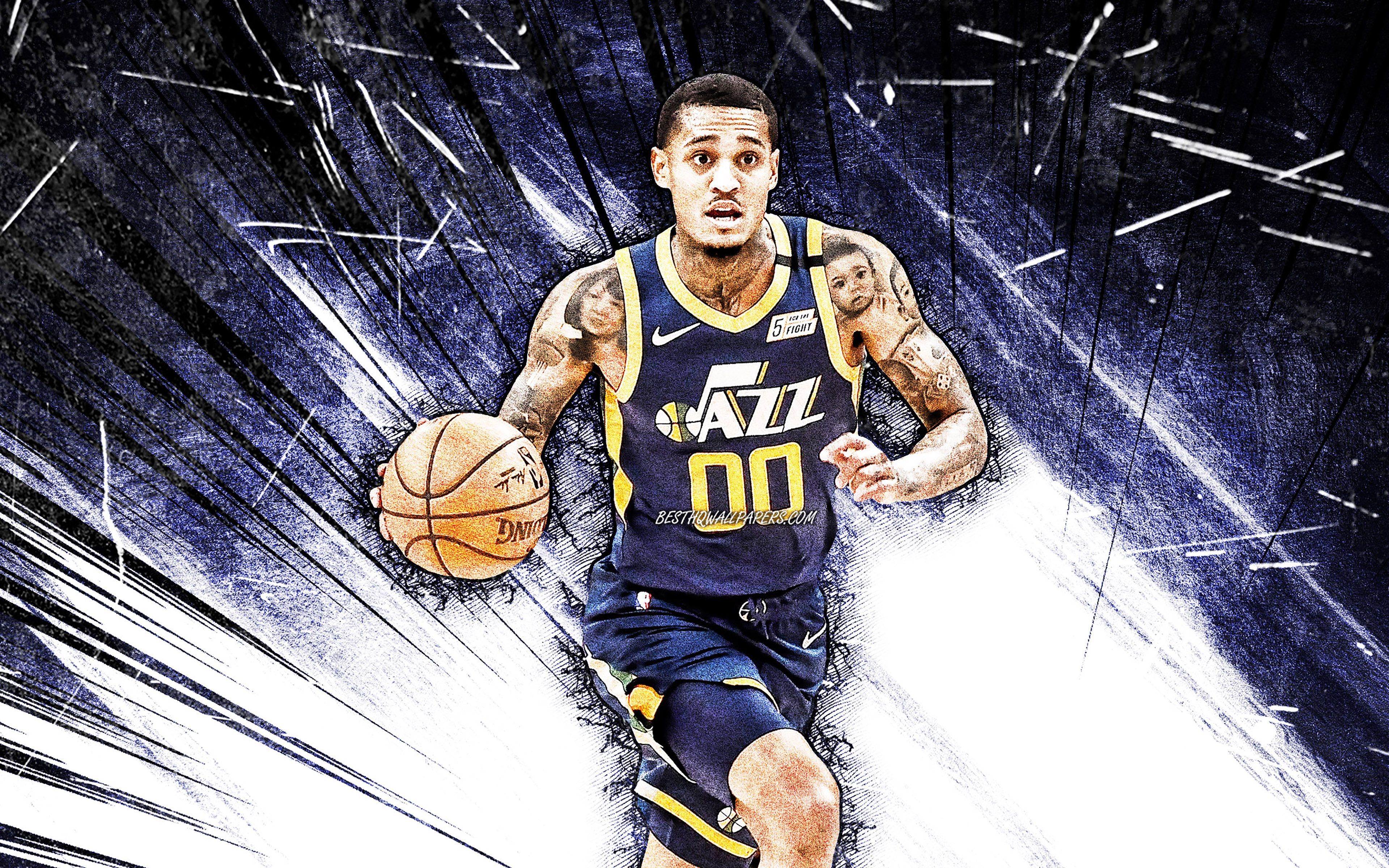3840x2400 Download wallpaper 4k, Jordan Clarkson, grunge art, Utah Jazz, NBA, basketball, Jordan Taylor Clarkson, Jordan Clarkson Utah Jazz, blue abstract rays, Jordan Clarkson 4K for desktop with resolution 3840x2400. High Quality HD