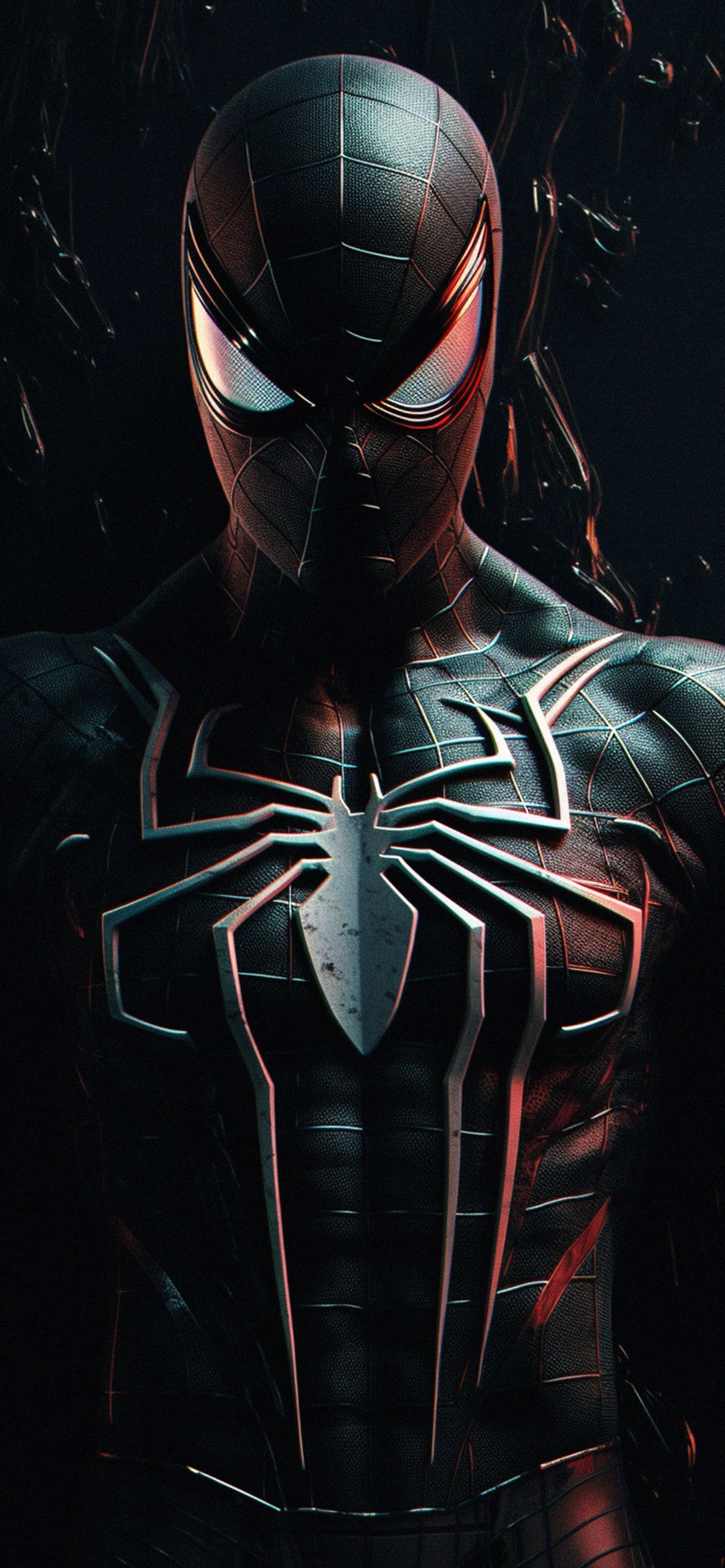 1183x2560 Spider Man Symbiote Suit Black Wallpaper Marvel Wallpaper