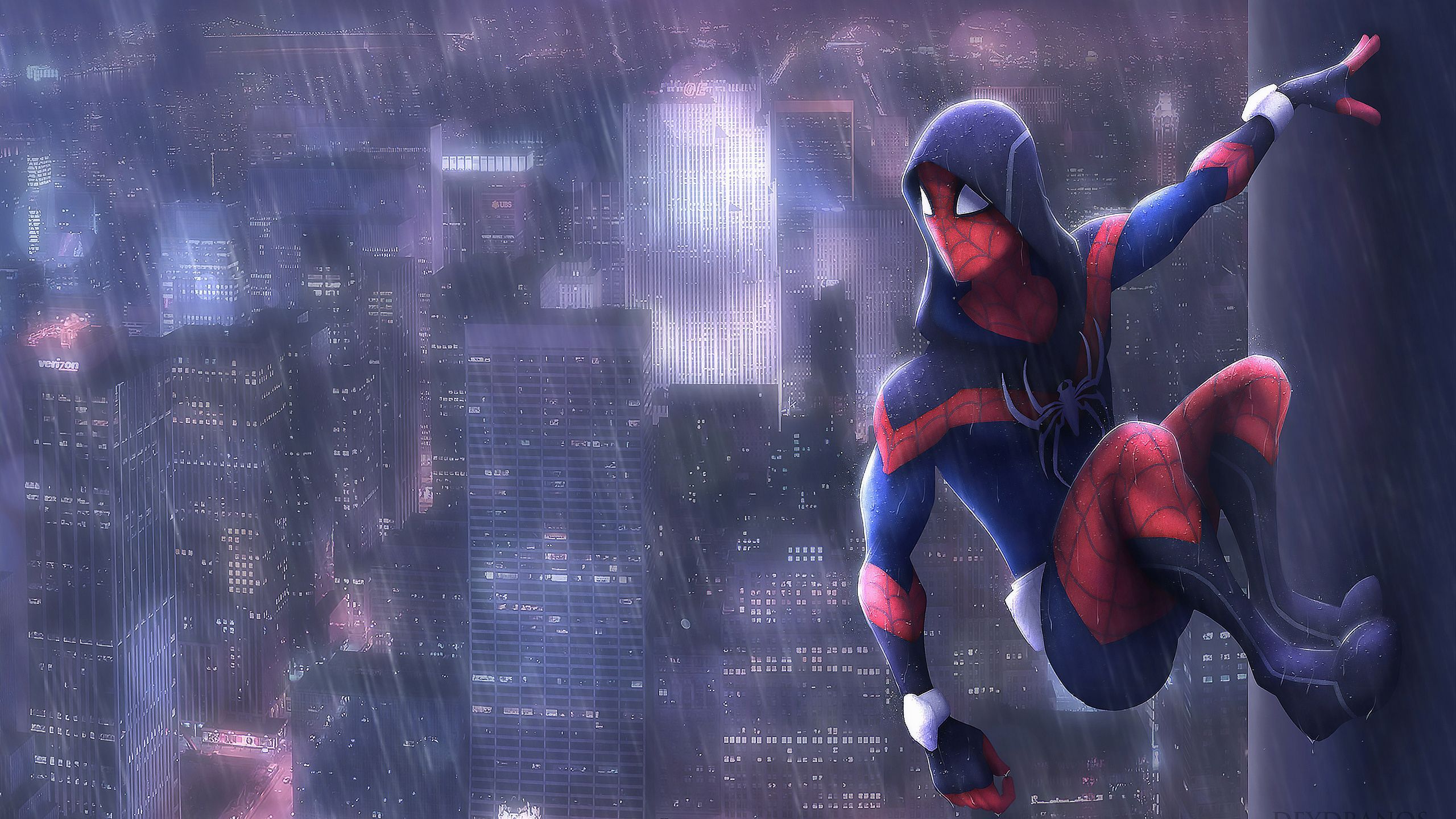 2560x1440 Spiderman In Rain Art 1440P Resolution HD 4k Wallpaper, Image, Background, Photo and Picture