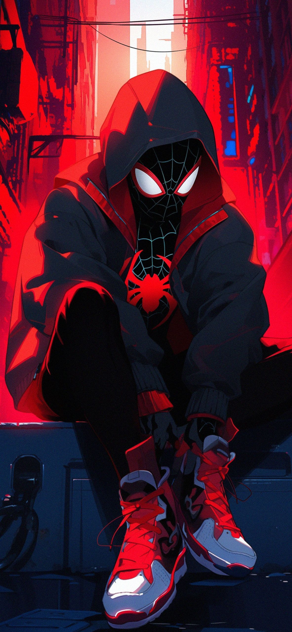 1183x2560 Miles Morales Urban Aesthetic Wallpaper Man Wallpaper