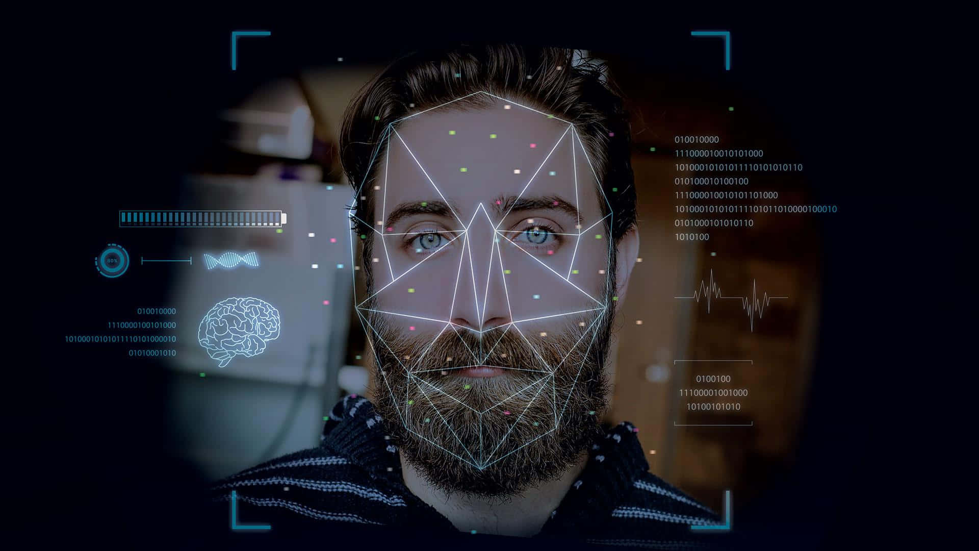 1920x1080 Download Person's face digitally scanned in Face Recognition process Wallpaper