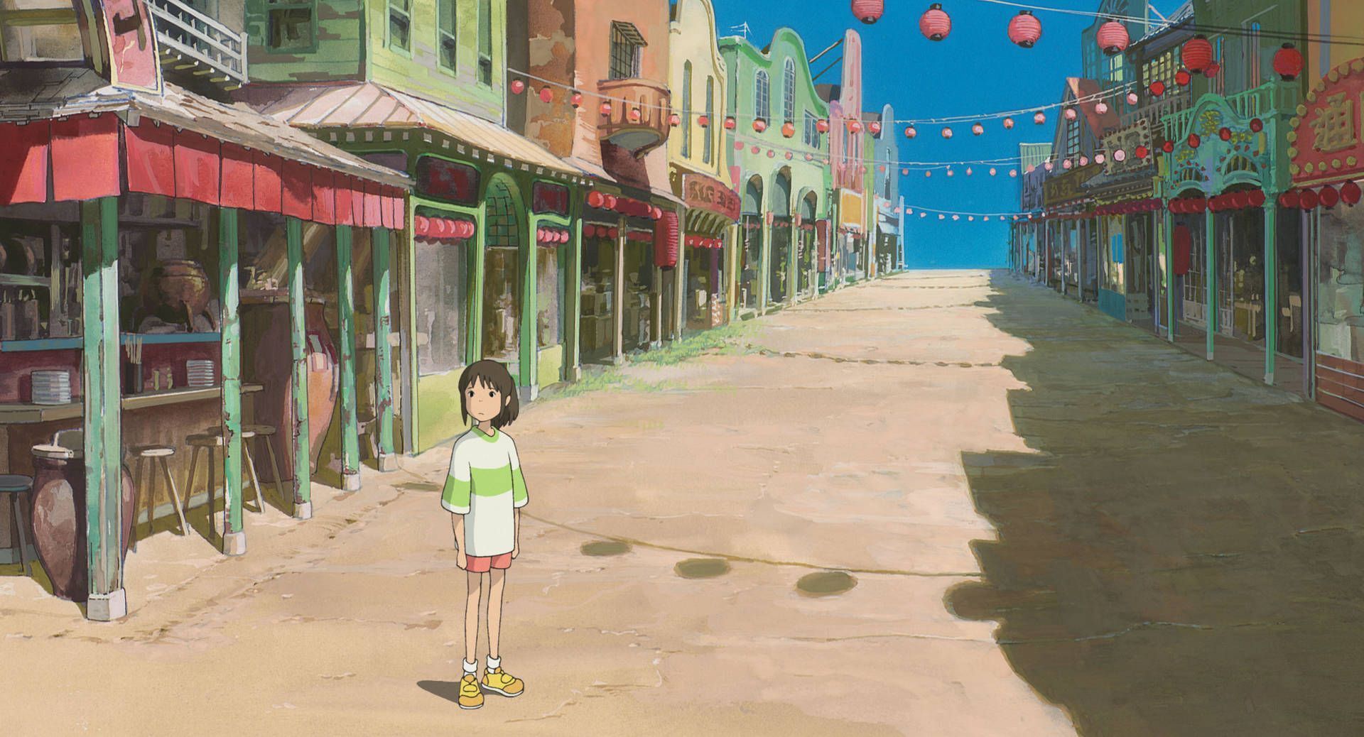 1920x1038 Download Chihiro In Town Spirited Away Desktop Wallpaper