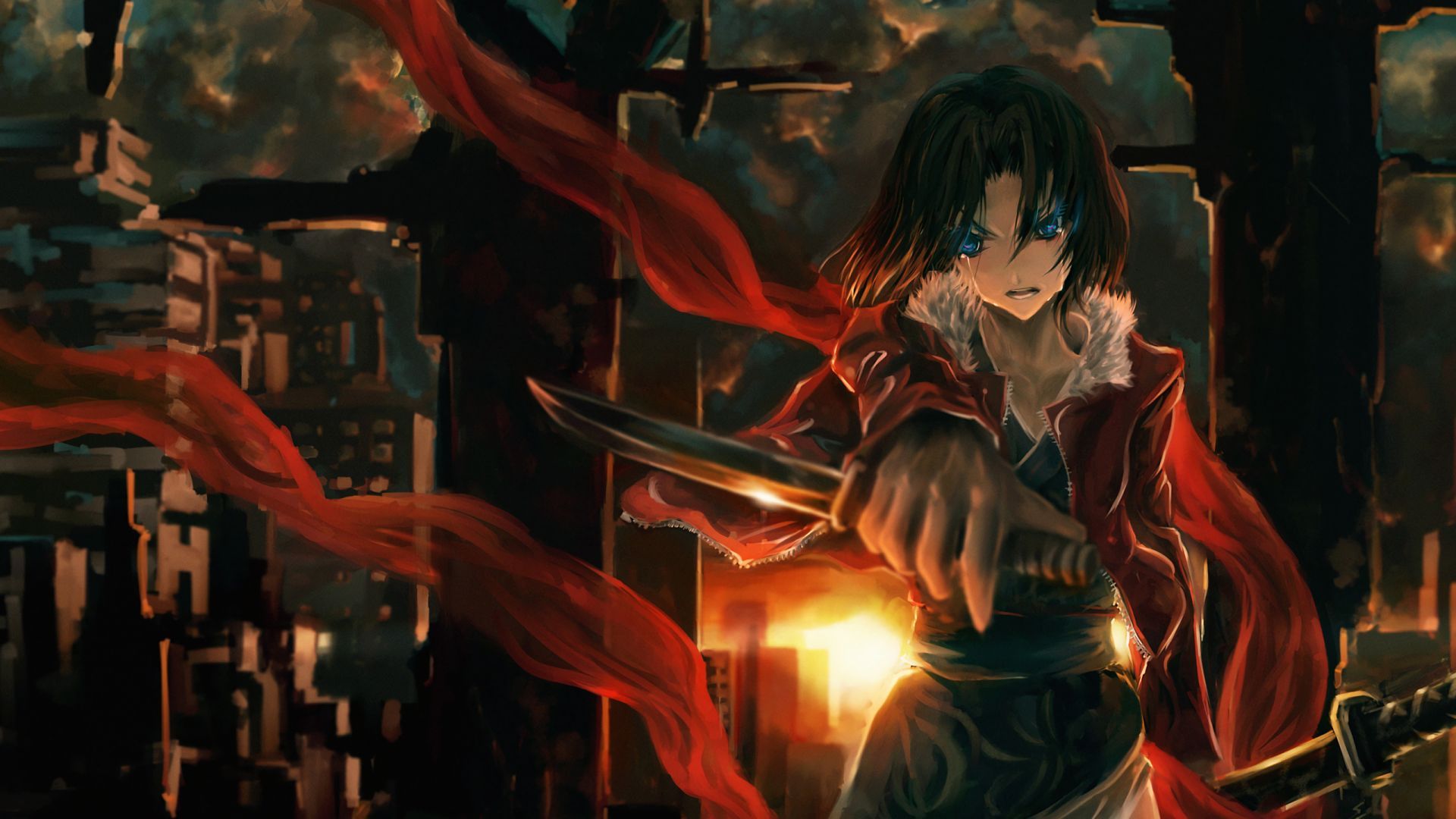 1920x1080 Desktop Wallpaper Ryougi Shiki, Fate Grand Order, Sword, Anime Girl, Art, HD Image, Picture, Background, 0a1e98