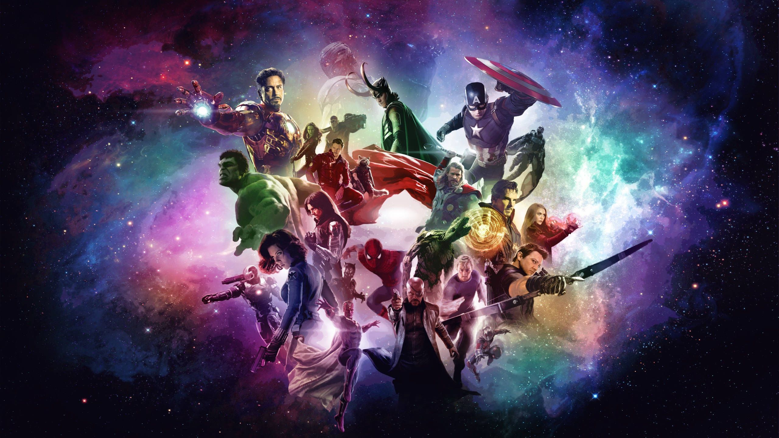 2560x1440 Download 2560x1440 Marvel Heroes Galaxy Aesthetic Wallpaper