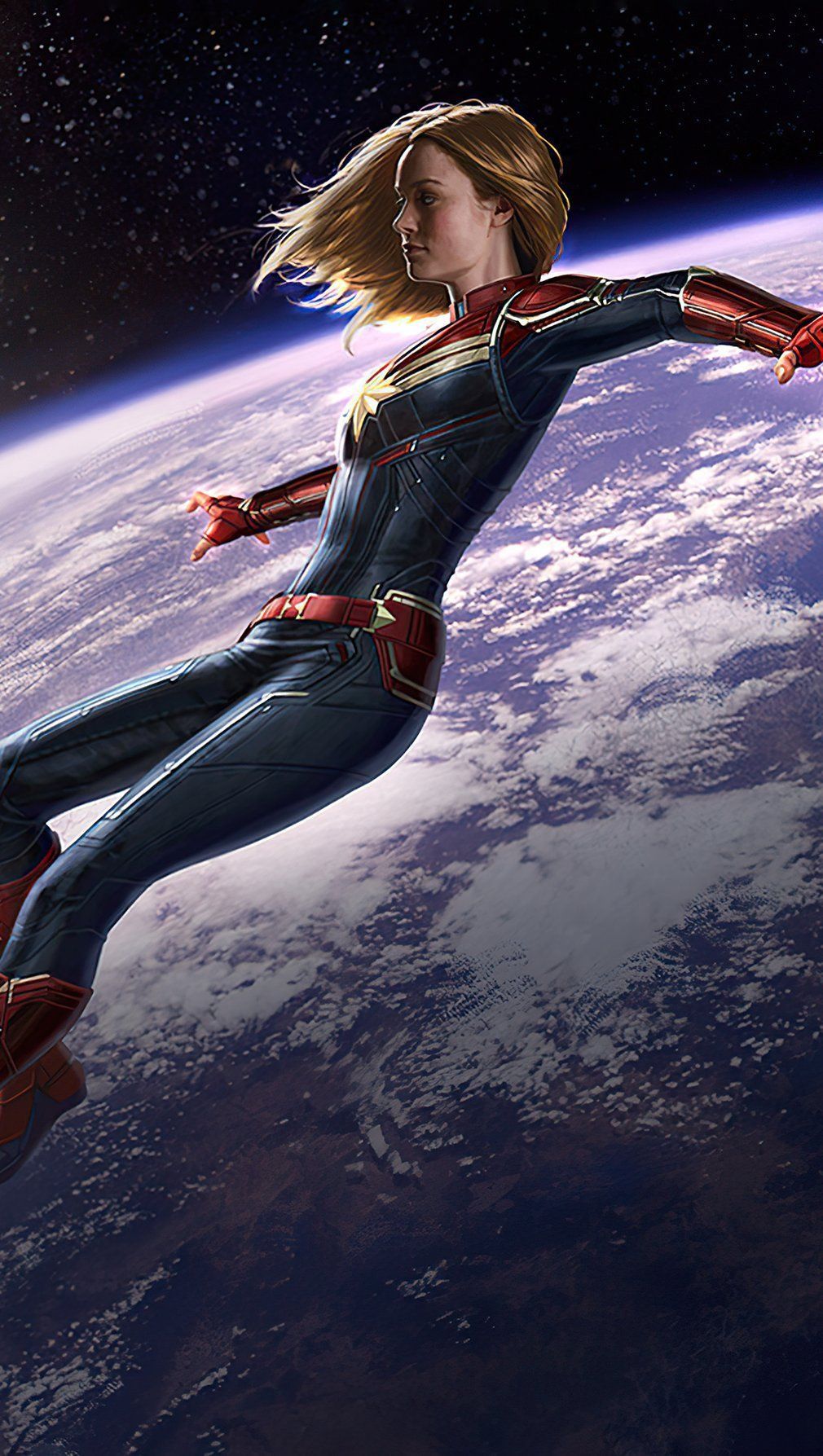 1010x1787 Captain Marvel outside earth Wallpaper 4k Ultra HD