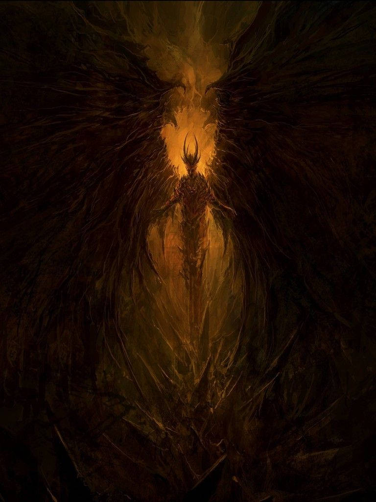 768x1024 Download Lucifer Demon Wings Artwork Wallpaper