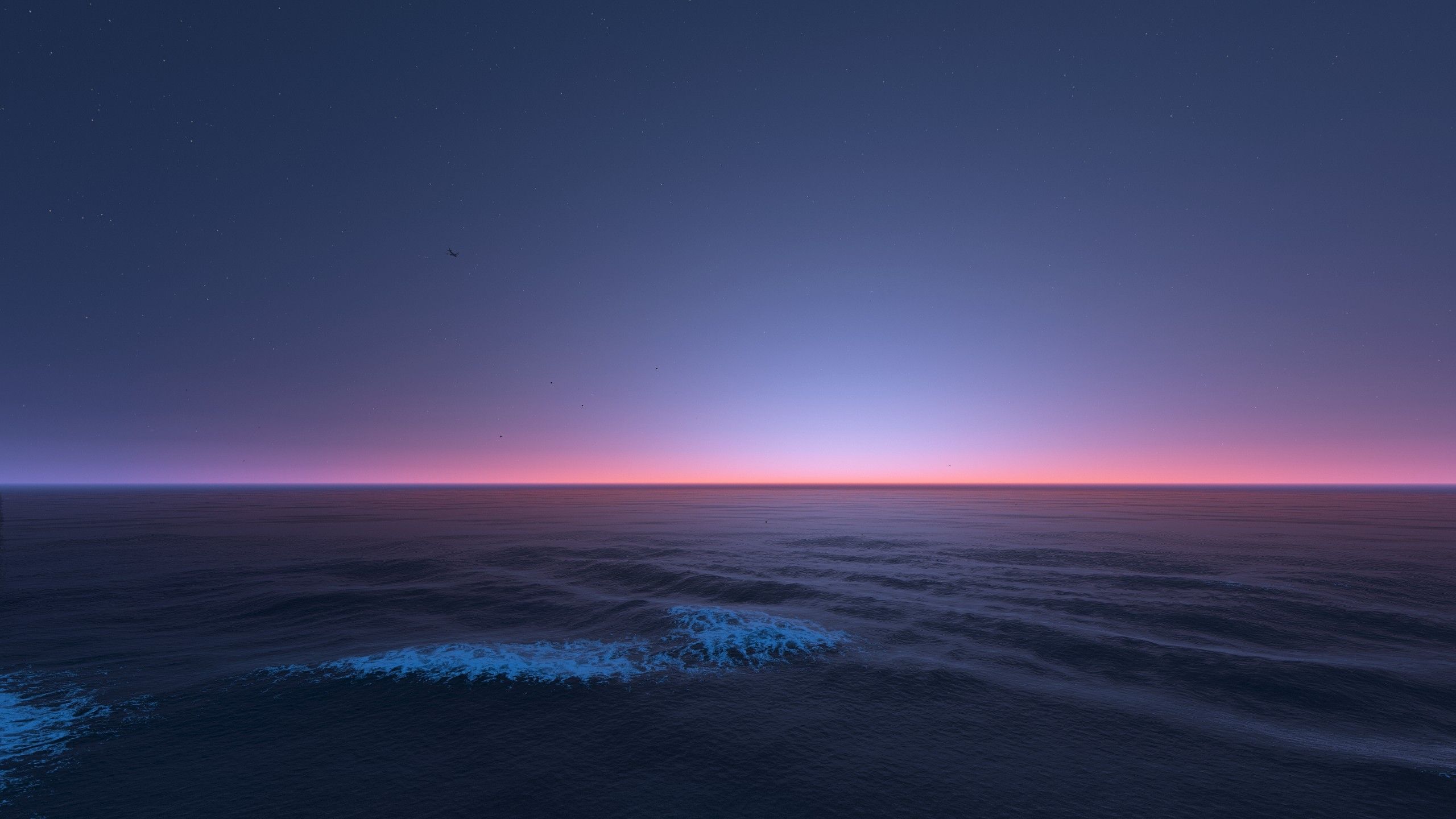2560x1440 sky stars sunset sea digital art wallpaper