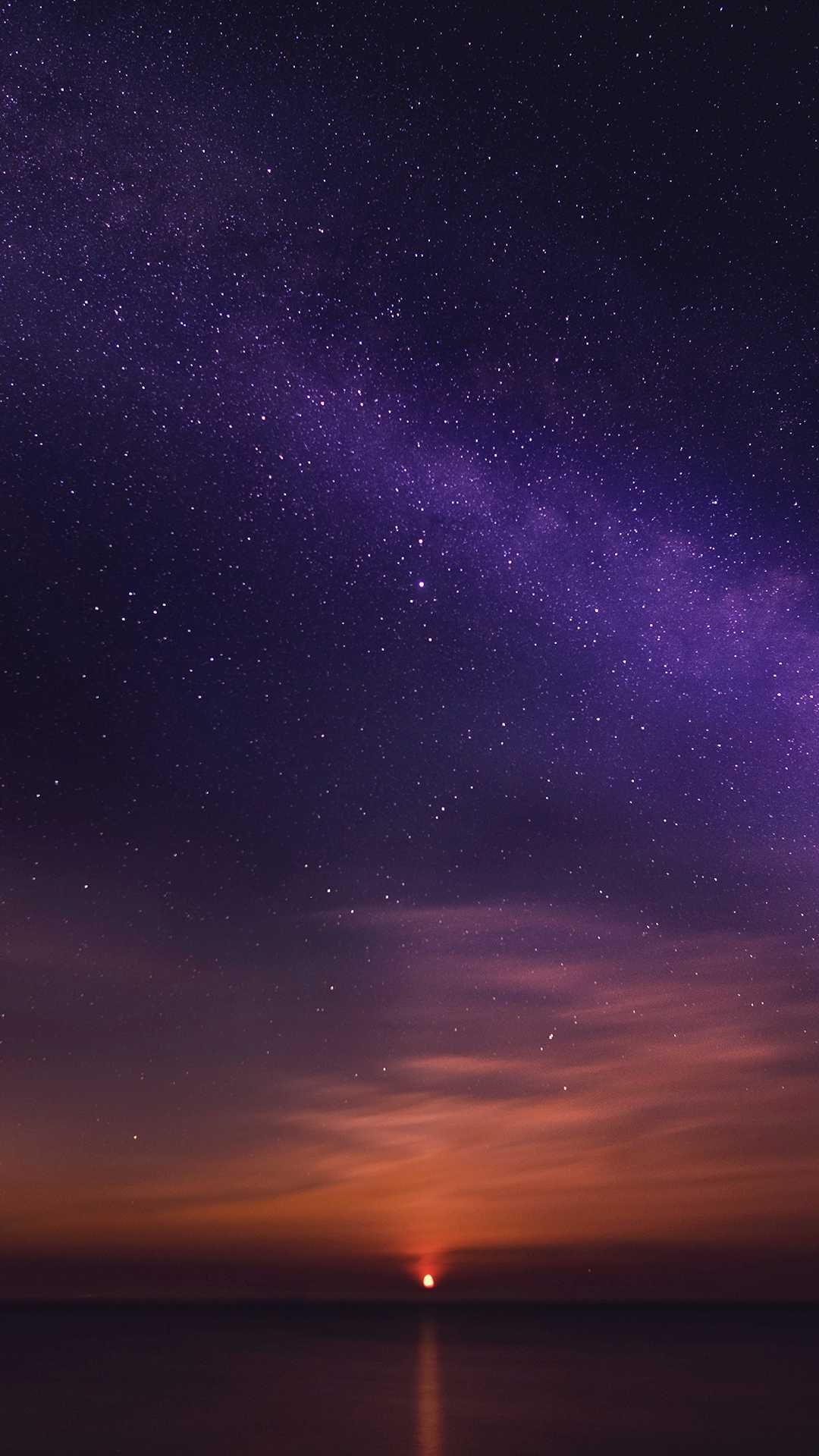 1080x1920 Ocean Sunrise Sky Stars iPhone Wallpaper