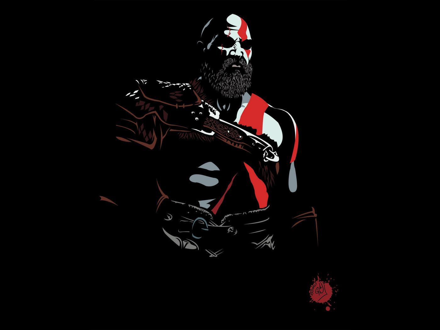 1400x1050 God Of War Black Wallpaper