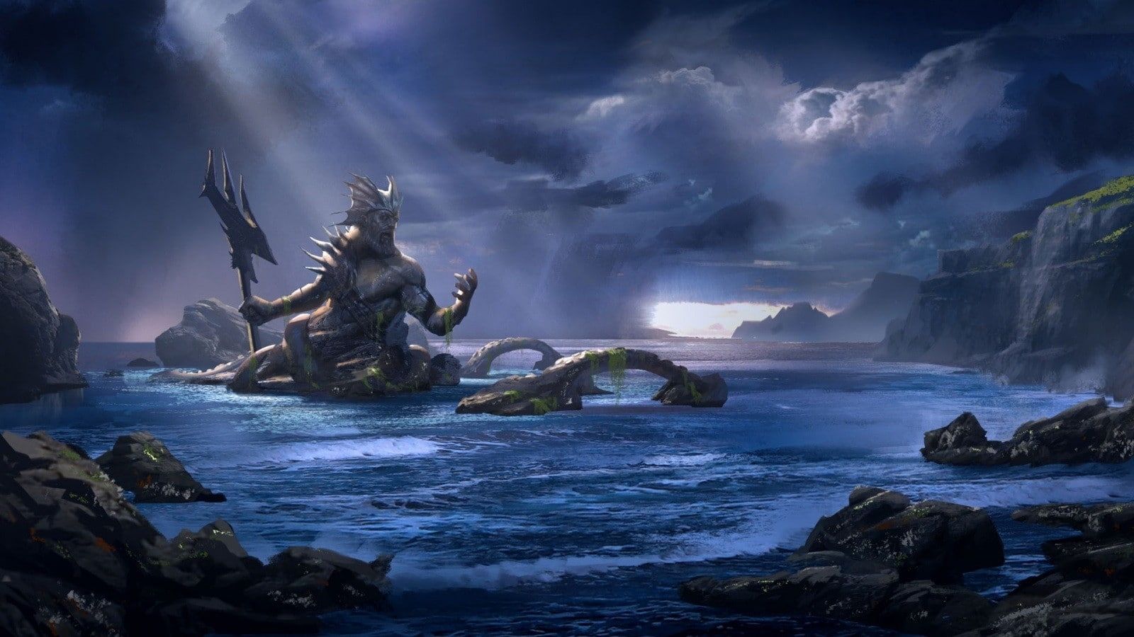 1600x900 Wallpaper / God of War, sea, video games, 1080P, Poseidon free download
