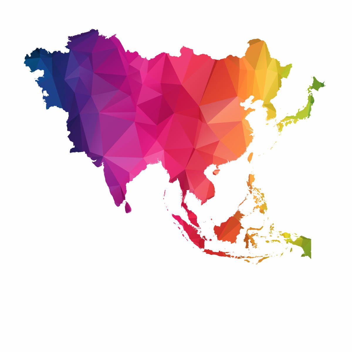 1200x1200 Download Aesthetic Colorful Asian Countries Map Wallpaper