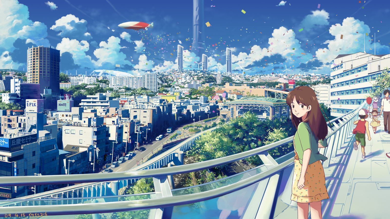 1600x902 HD desktop wallpaper: Anime, City download free picture