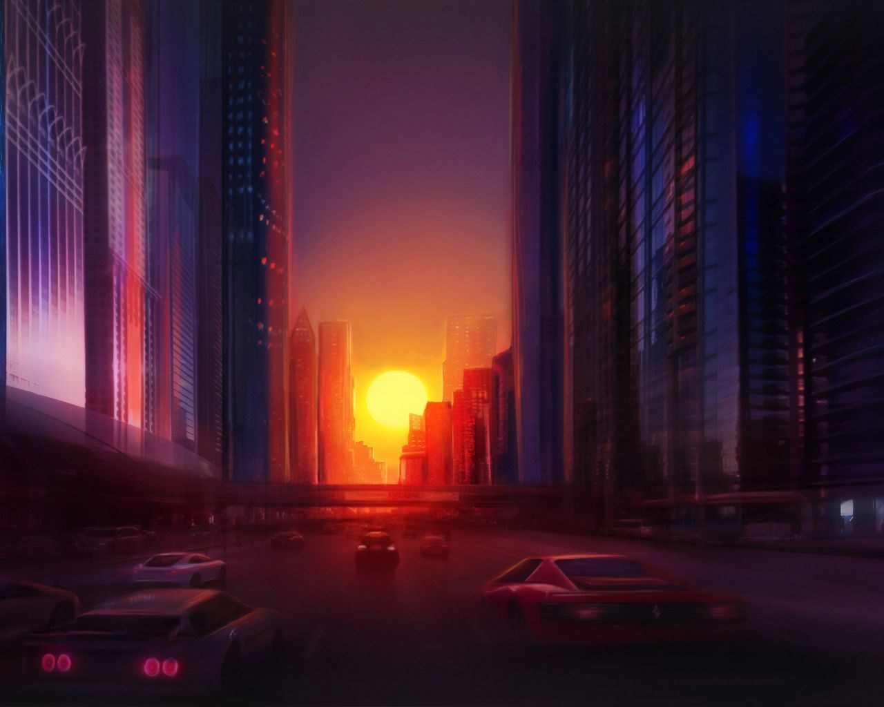 1280x1024 Evening View Of City Sunset 4k 1280x1024 Resolution HD 4k Wallpaper, Image, Background, Photo and Picture