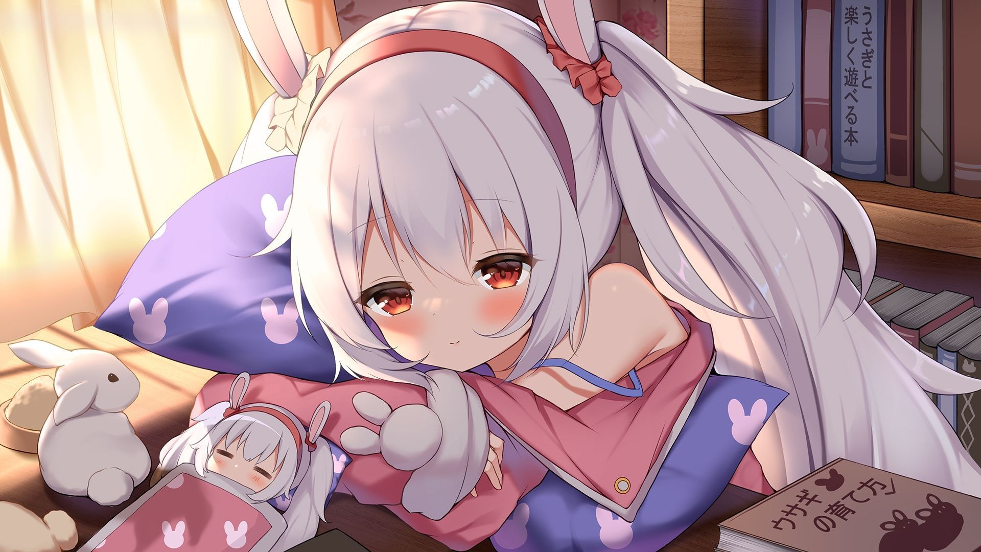 1920x1080 Download 1920x1080 Laffey, Azur Lane, Sleepy, White Hair, Loli, Anime Games, Bunny Ears, Red Eyes Wallpaper for Widescreen