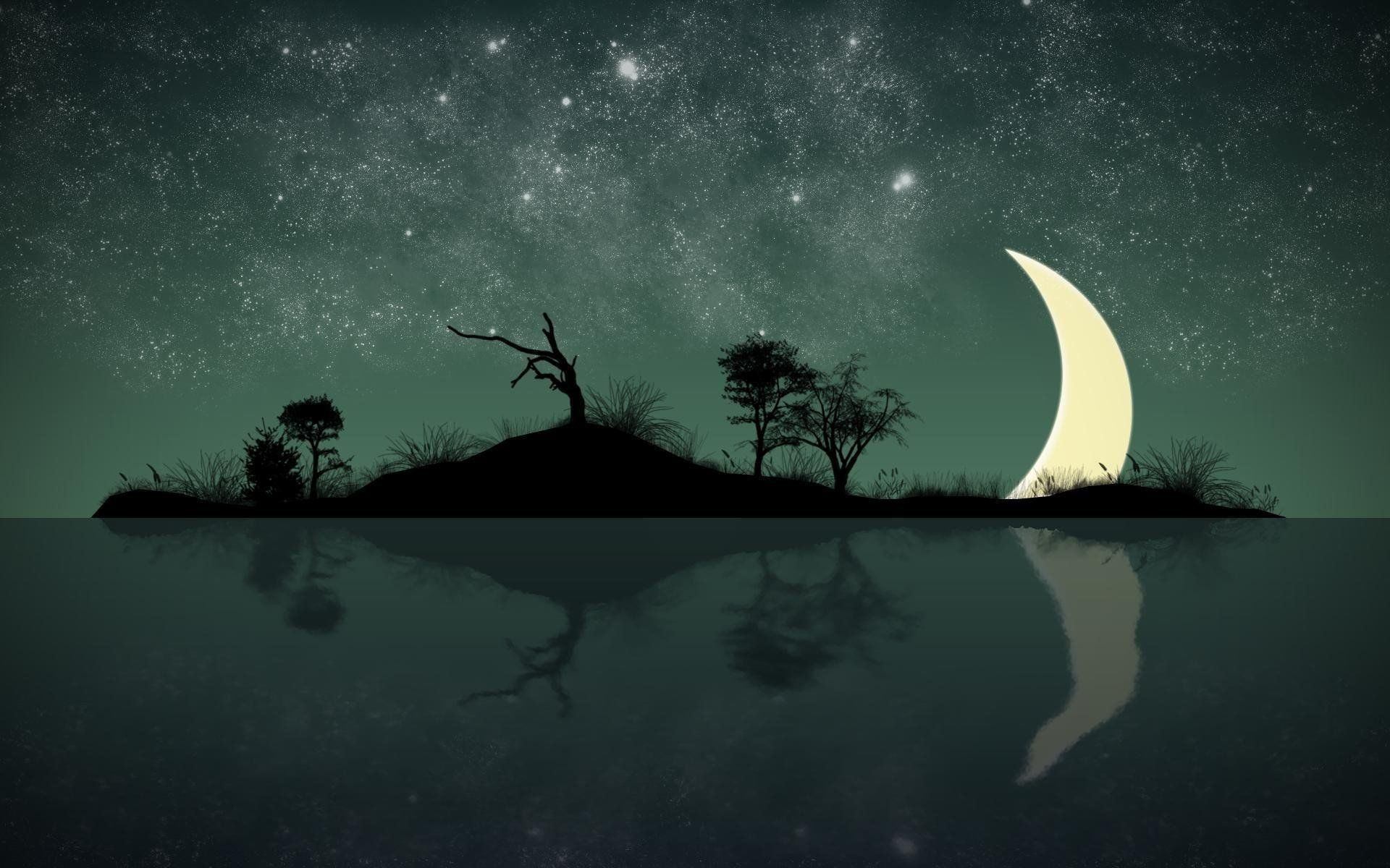 1920x1200 moon water wallpaper