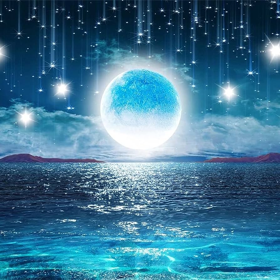 894x894 Retro Blue Starry Sky Moon Nature Landscape Photo Wallpaper 3D Wall Murals, Ocean Large Wallpaper Murals Space Render Lllustration, Living Room Bedroom Wallpaper Home Decor Art, 78.7W x55.1 H : Tools