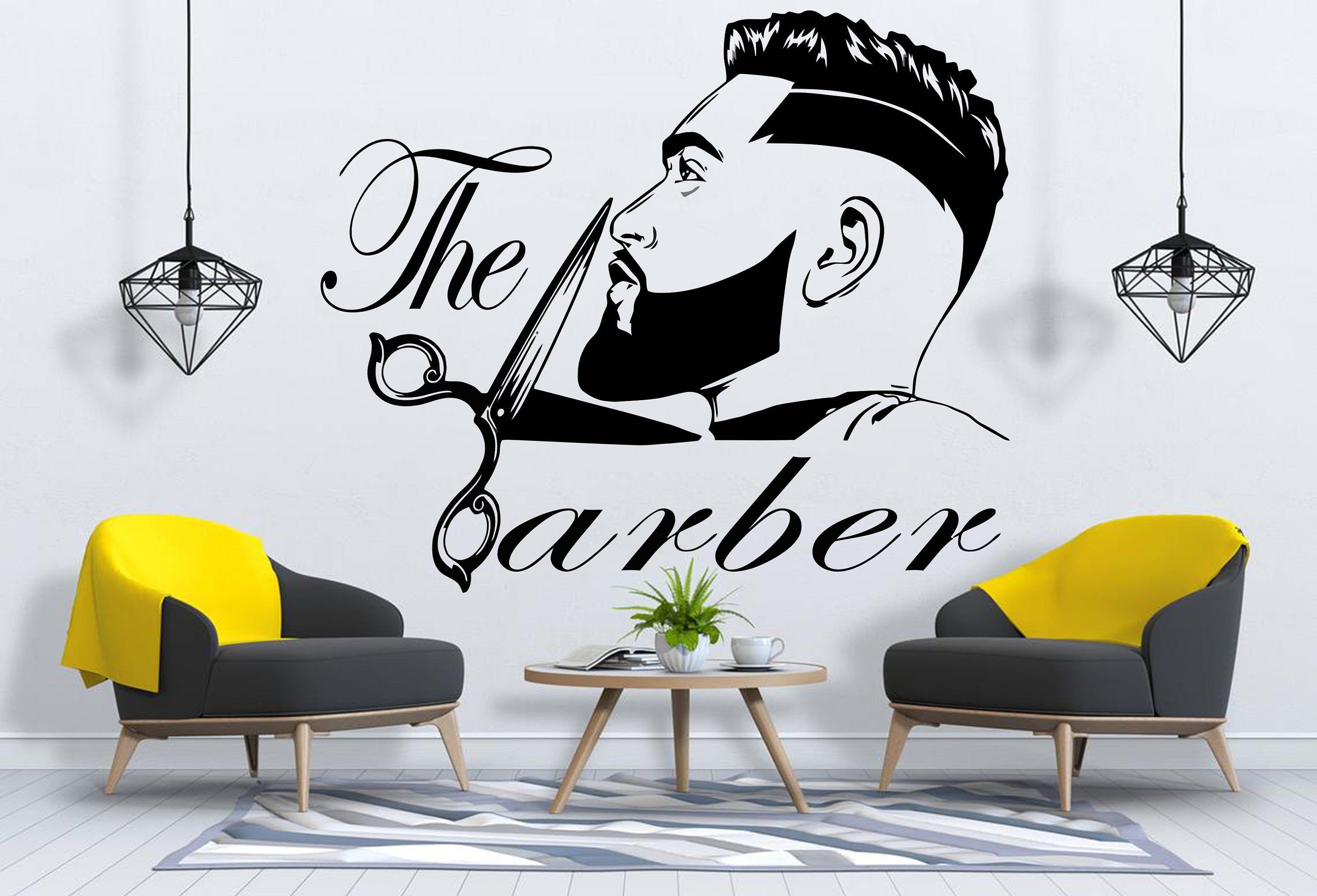 Custom Mural Wallpaper 3D Men's Hair Design Man Salon Barber Shop Background  Wall Decor 200cm×140cm - Amazon.com