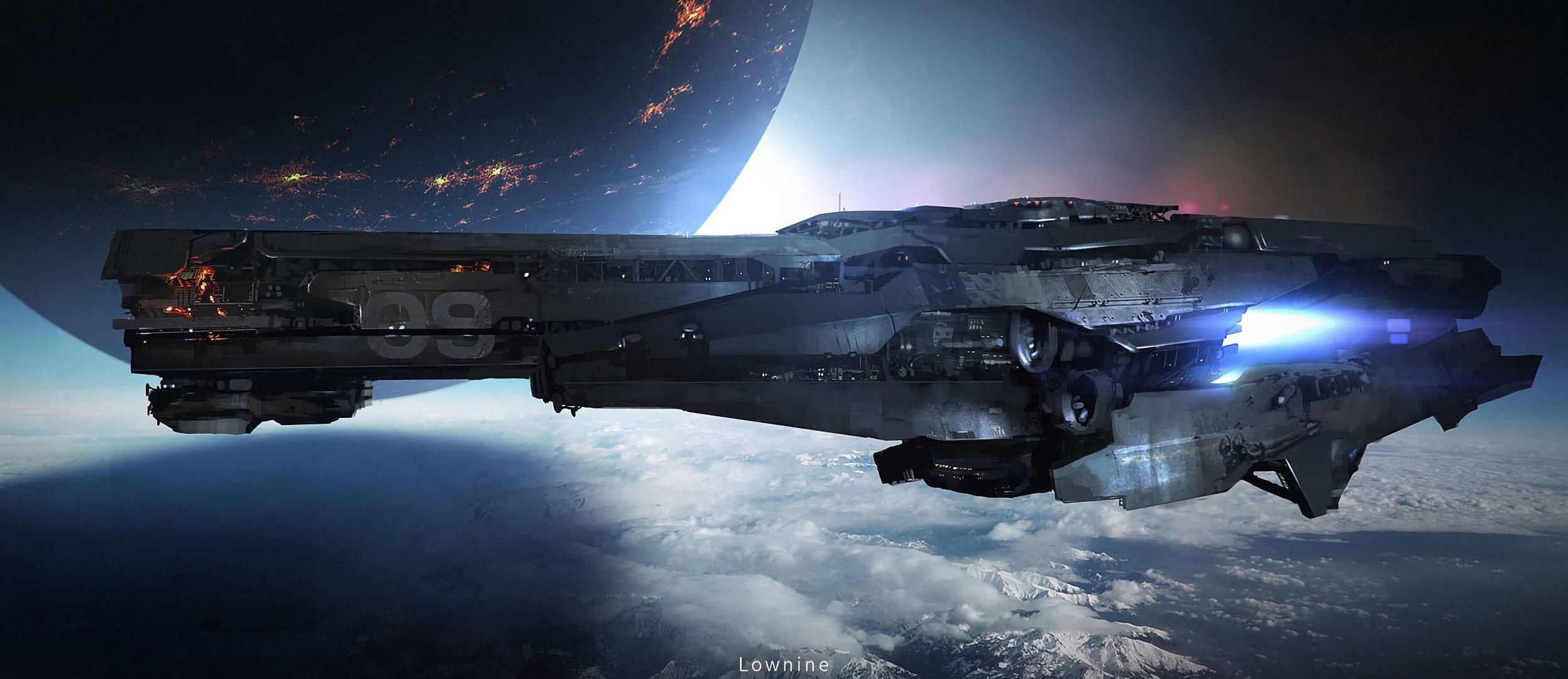 2495x1080 Mobile wallpaper: Galaxy, Planet, Sci Fi, Spaceship, Aircraft, 862991 download the picture for free
