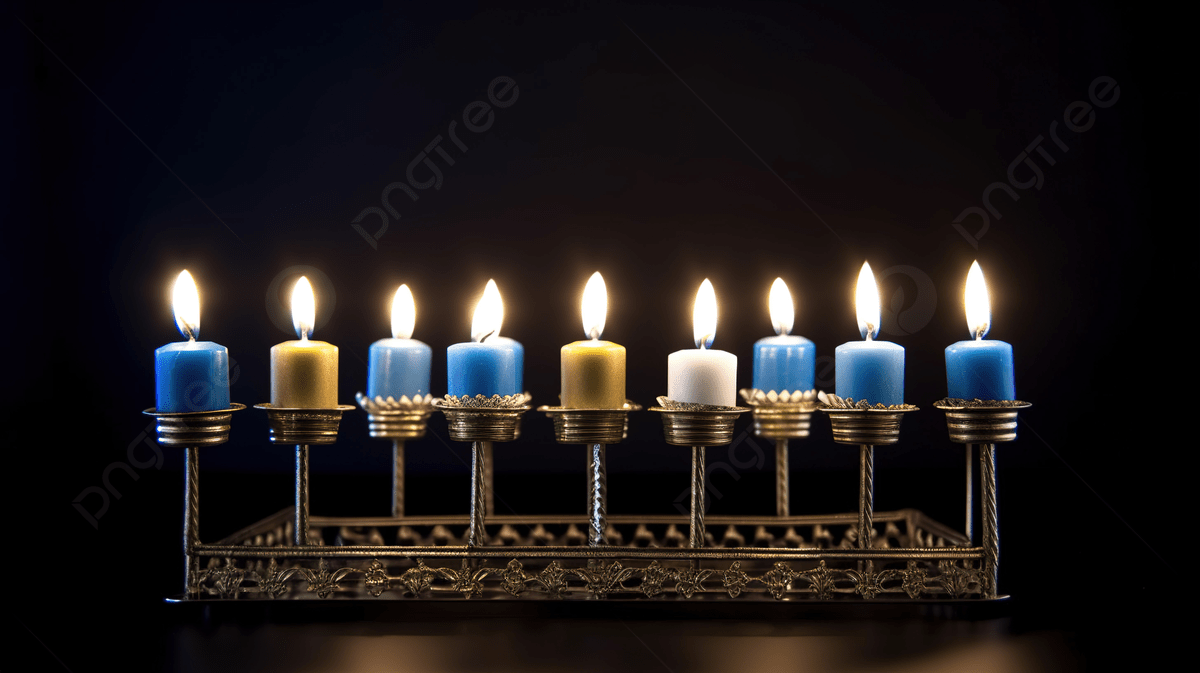 1200x673 Six Yellow And Blue Candles On A Menorah Background, Picture Of A Hanukkah Menorah Background Image And Wallpaper for Free Download