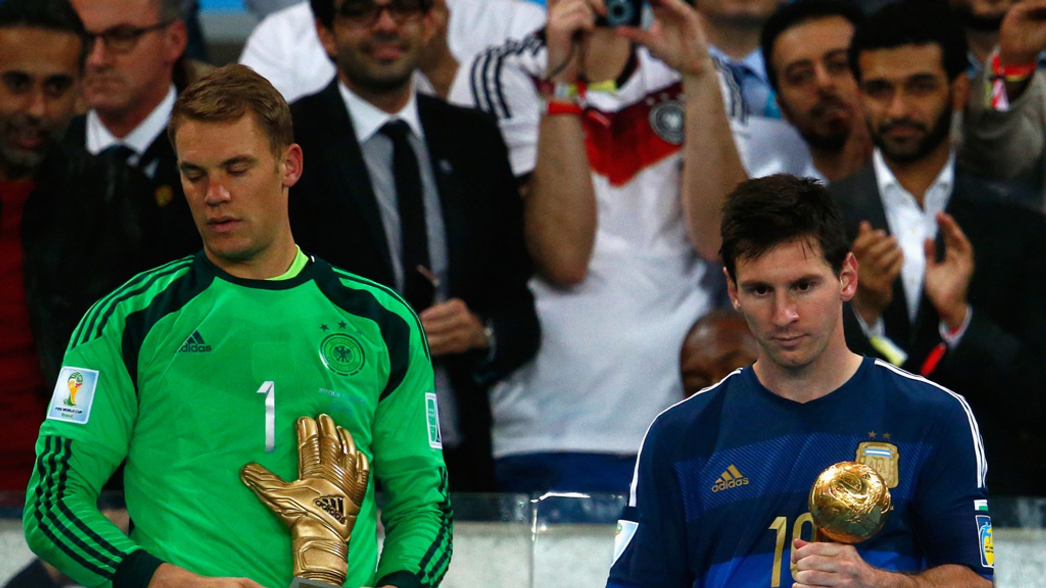 2048x1152 World Cup: Sepp Blatter and Maradona surprised by Lionel Messi's Golden Ball award