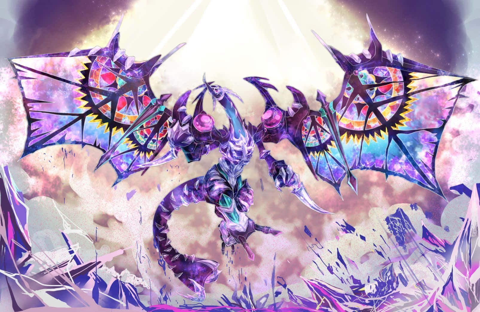 1605x1043 Download A Fierce Showdown Between Two Powerful Yu Gi Oh! Dragons Wallpaper