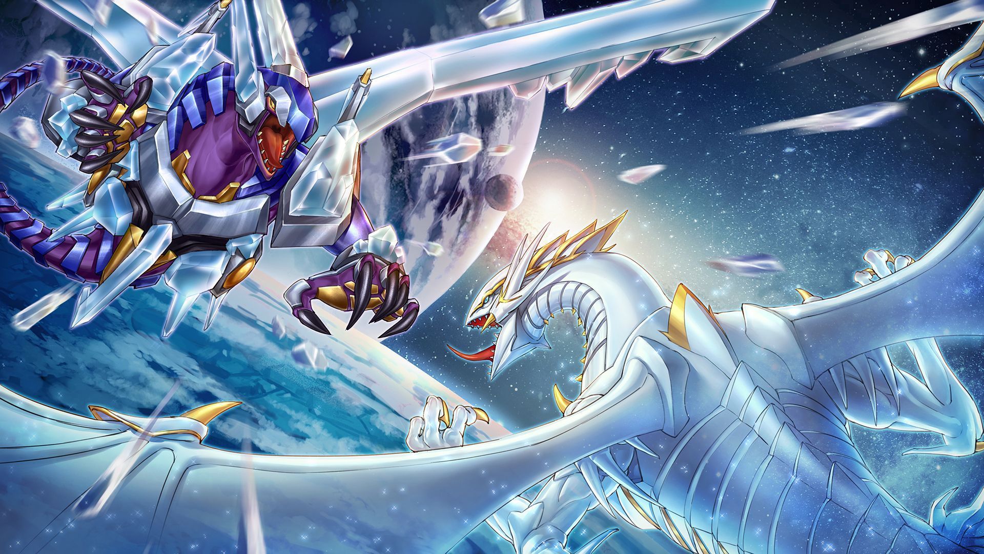 1920x1080 Anime Trading Card Games Yu Gi Oh Yu Gi Oh ARC V Crystal Wing Synchro Dragon Blue Eyes Spirit Dragon Wallpaper:1920x1080