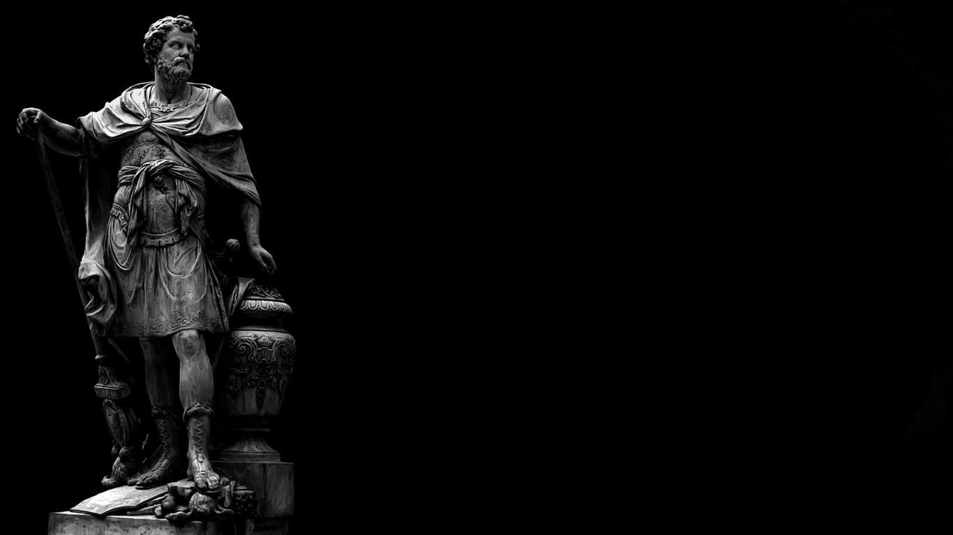 1366x768 Wallpaper / statue, dark, Ancient Greek sculpture, simple background, monochrome, sculpture free download