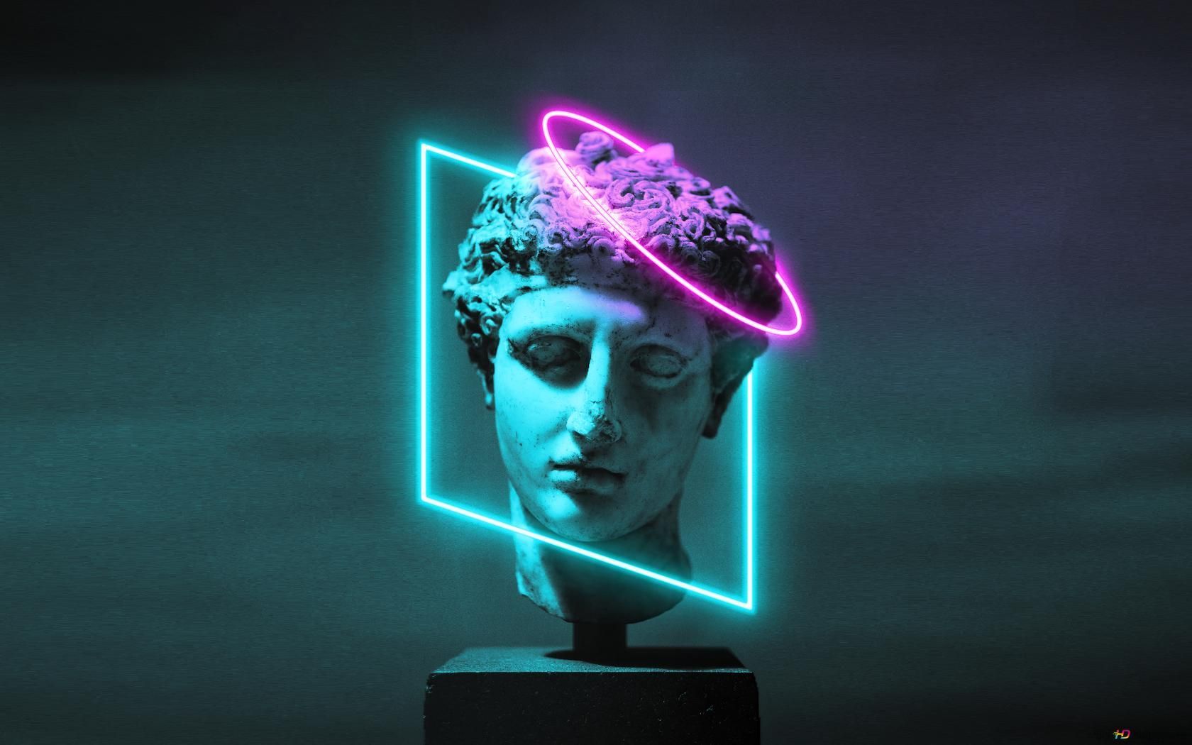 1680x1050 Greek Statue Neon HD wallpaper download