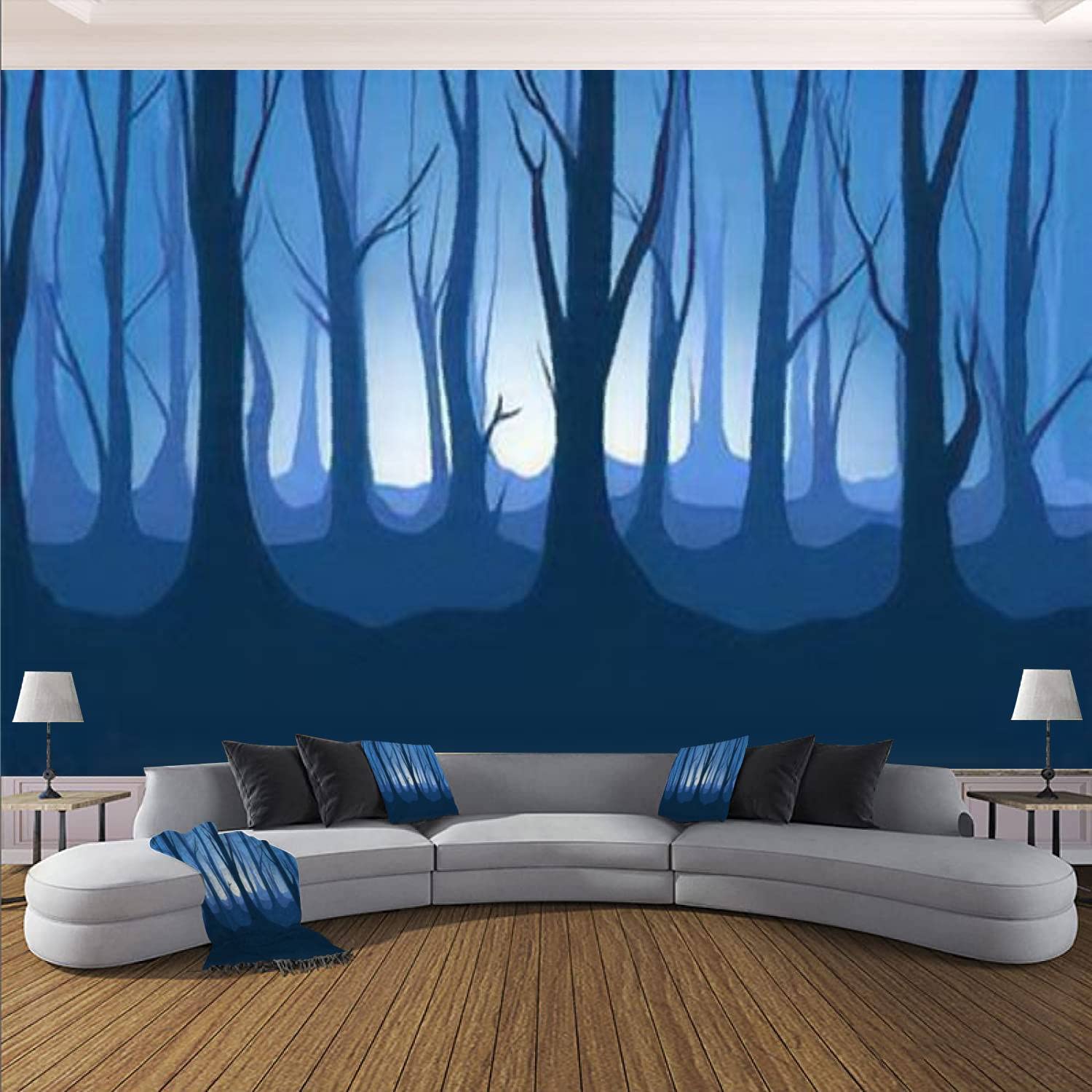 1500x1500 Modern Wall Murals 3D Twilight Forest Backdrop Scary Foresty Scenery Image Horror Foggy Peel And Stick Wallpaper Removable Self Adhesive PVC Wall Stickers For Living Room Bedroom Wall Decor