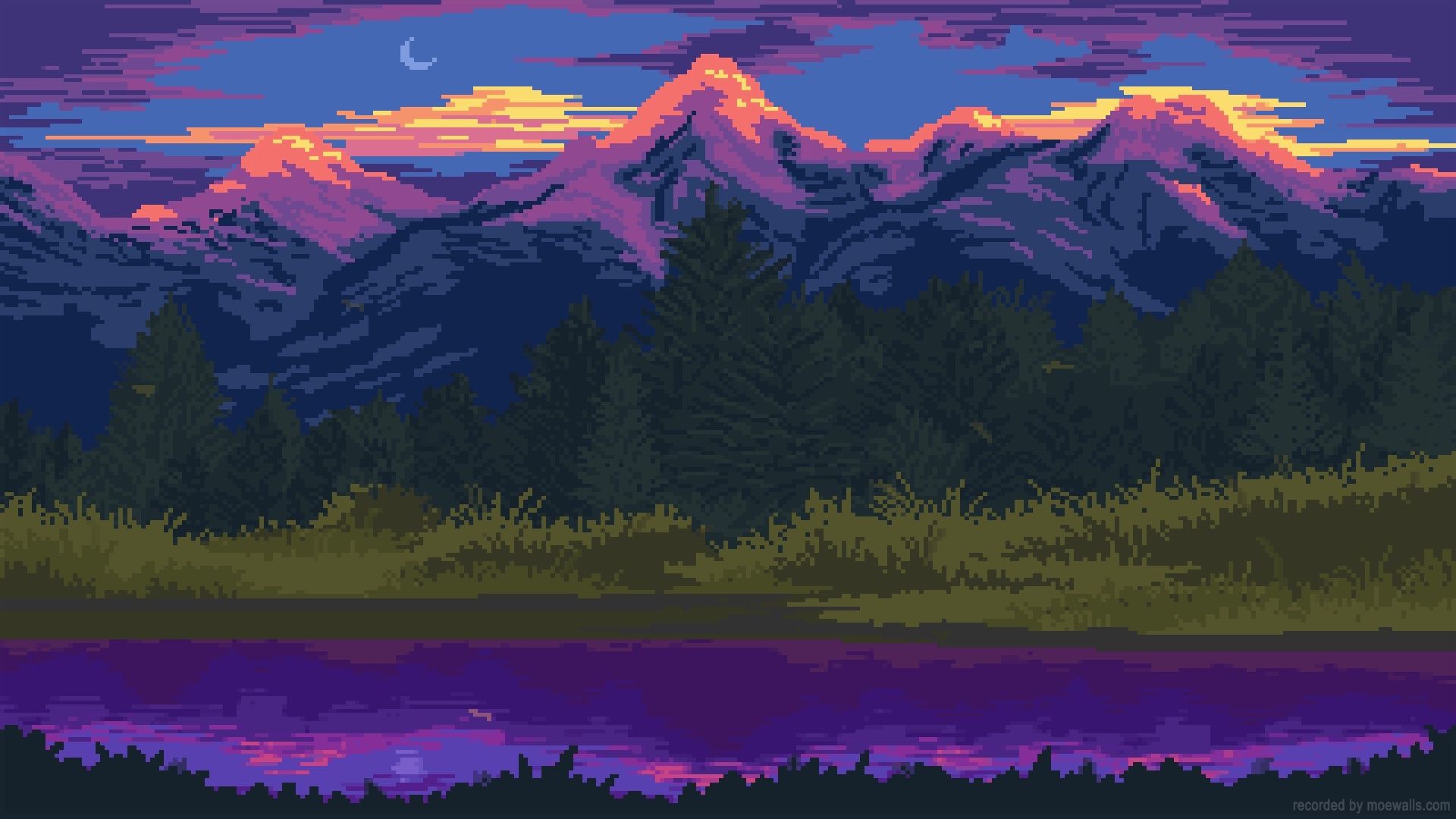 1920x1080 Twilight Forest Pixel Live Wallpaper