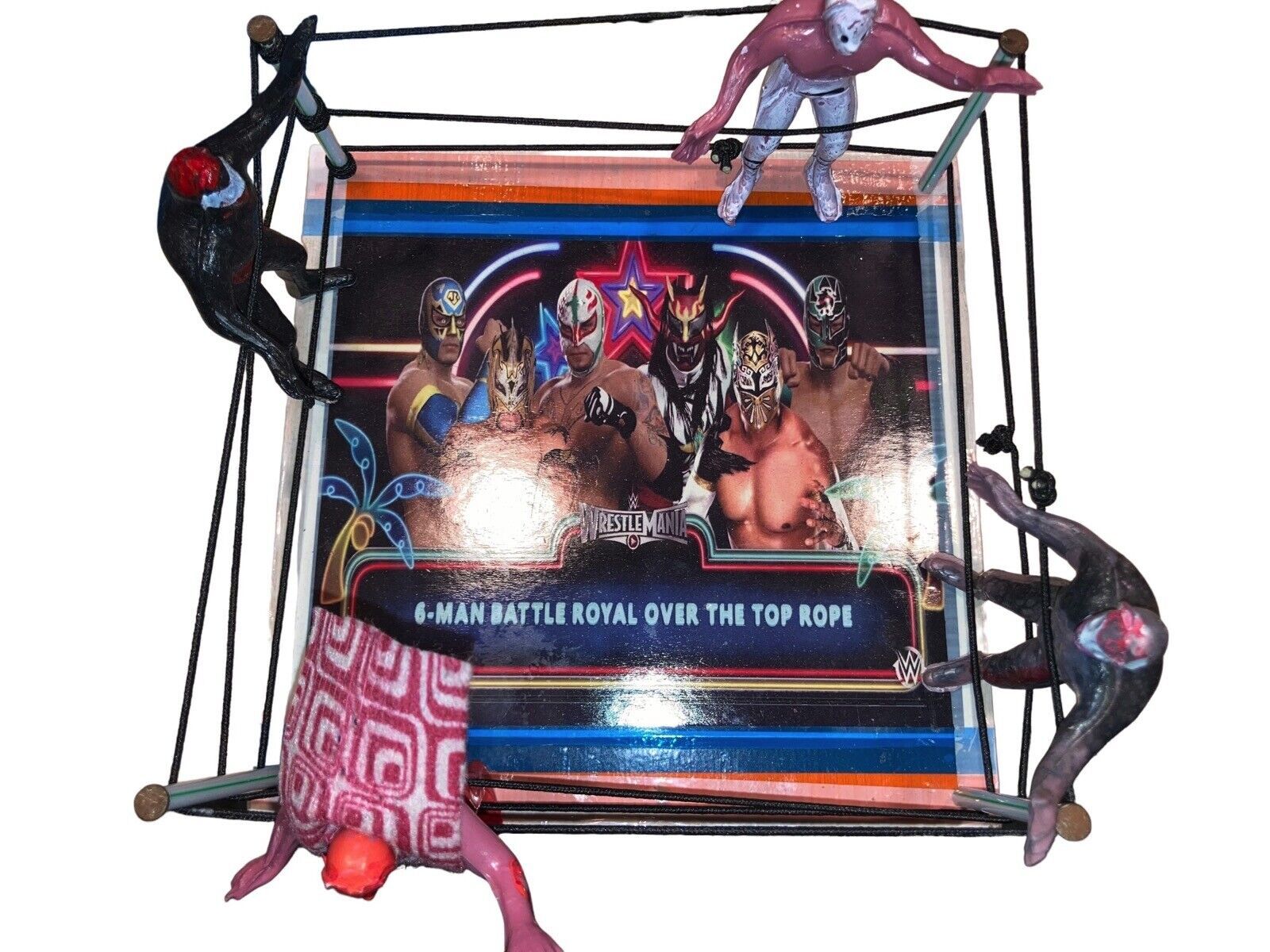 1600x1200 Mexican Wrestling Ring (2022) With 4 Action Figures (EXCELLENT) Lucha Libre