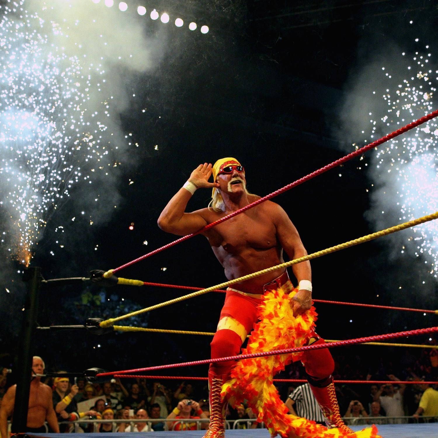 1500x1500 Download Hulk Hogan Wrestling Ring And Fireworks Wallpaper