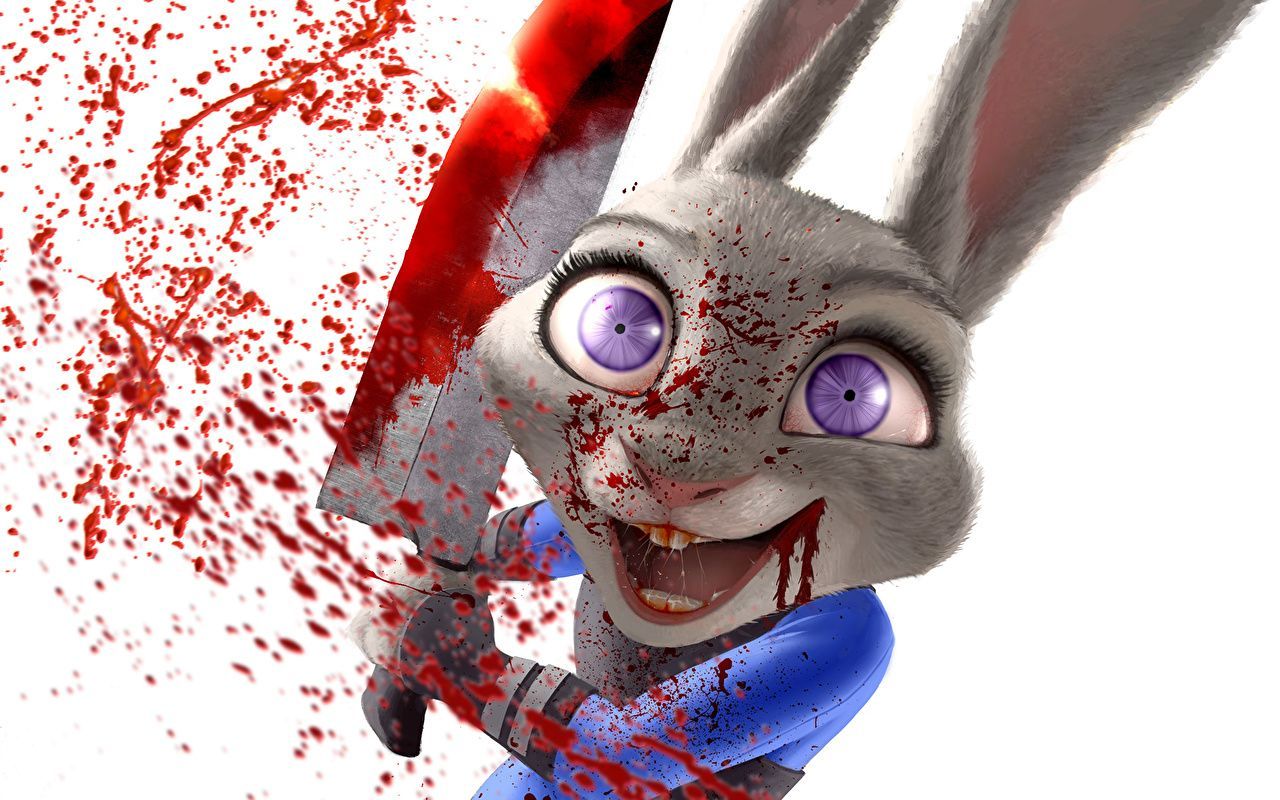 1280x800 Wallpaper Hares Blood Knife Zootopia Judy Hopps Cartoons Staring