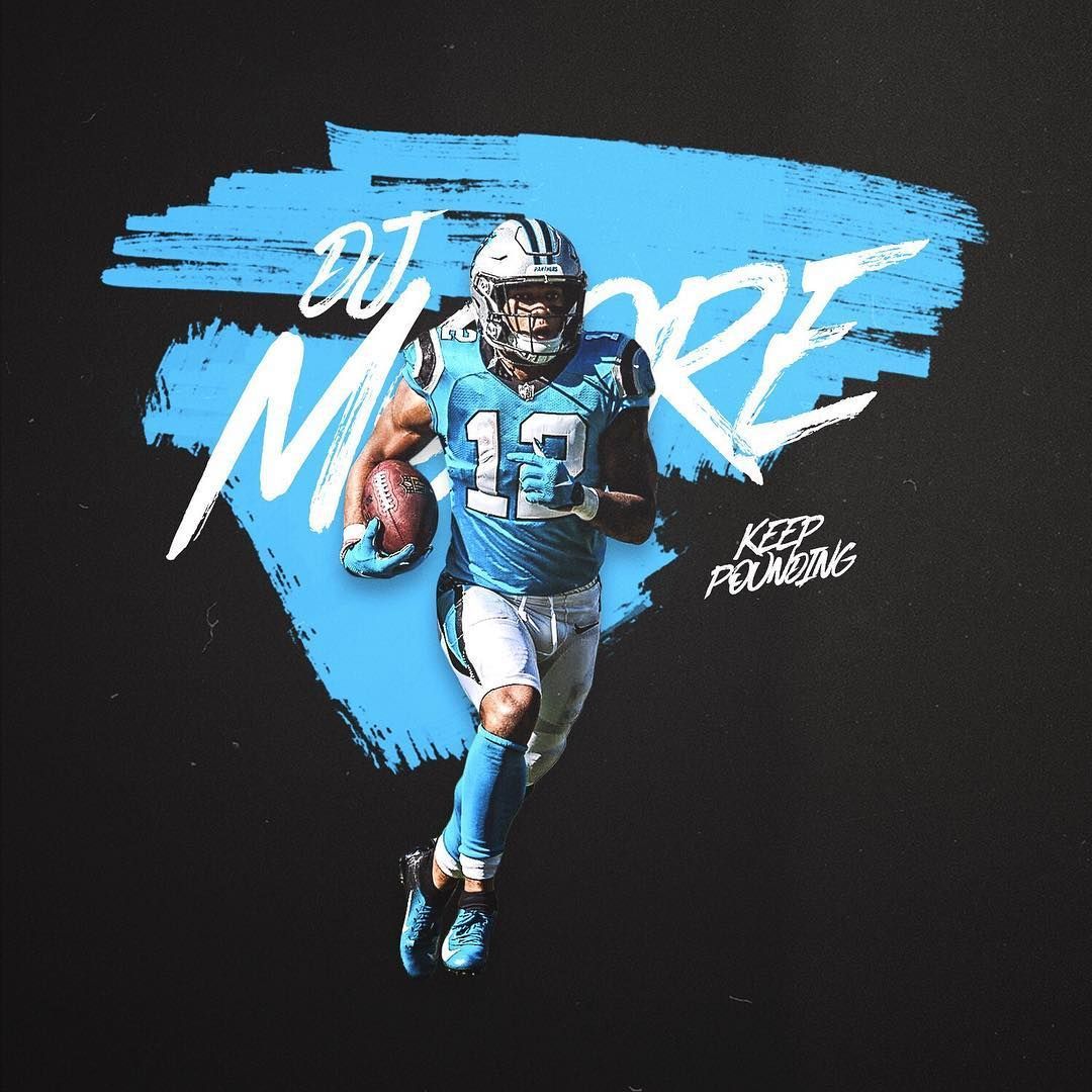 Download Carolina Panthers DJ Moore Vibrant Blue Wallpaper